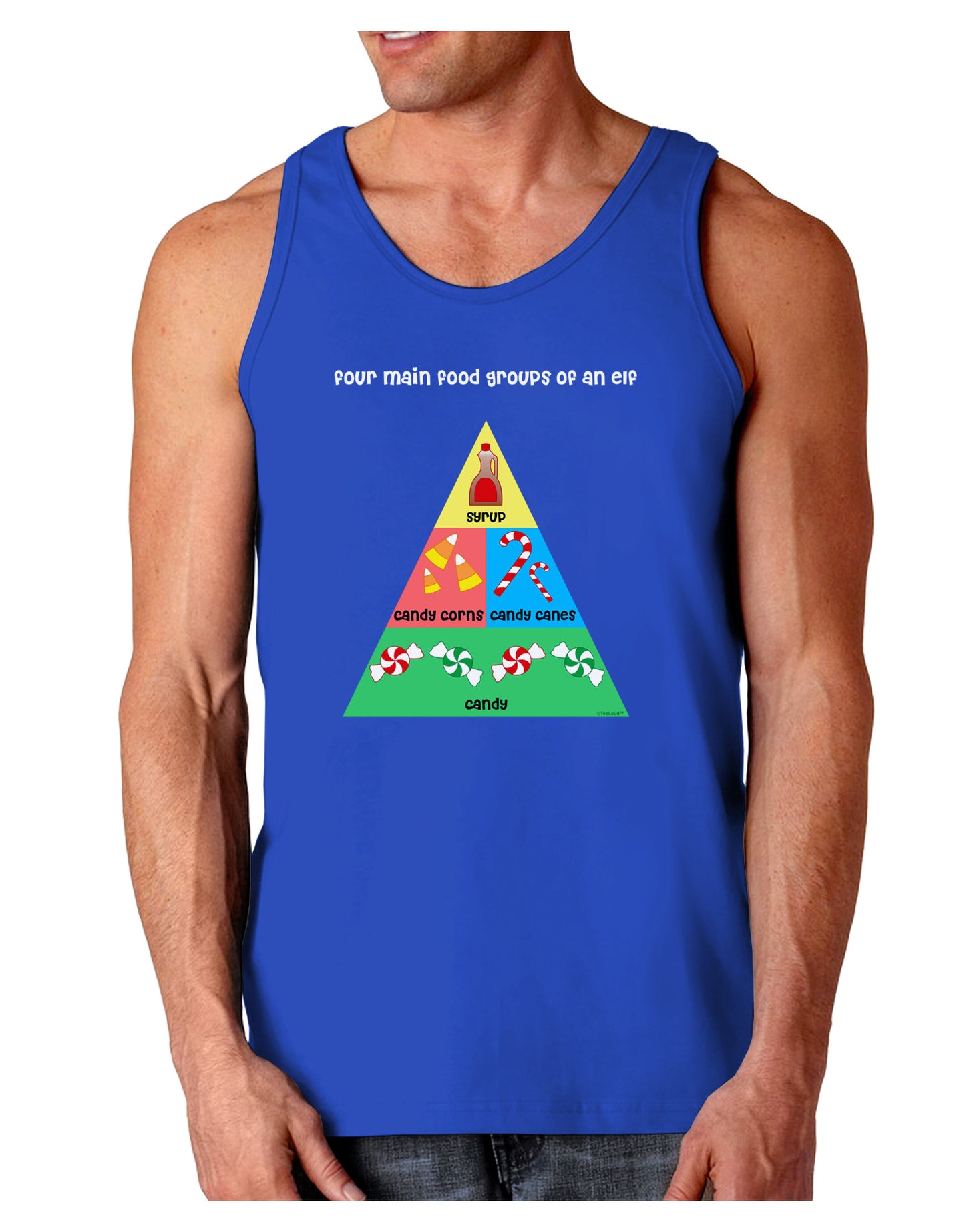 Four Main Food Groups of an Elf - Christmas Dark Loose Tank Top-Mens Loose Tank Top-TooLoud-Royal Blue-Small-Davson Sales