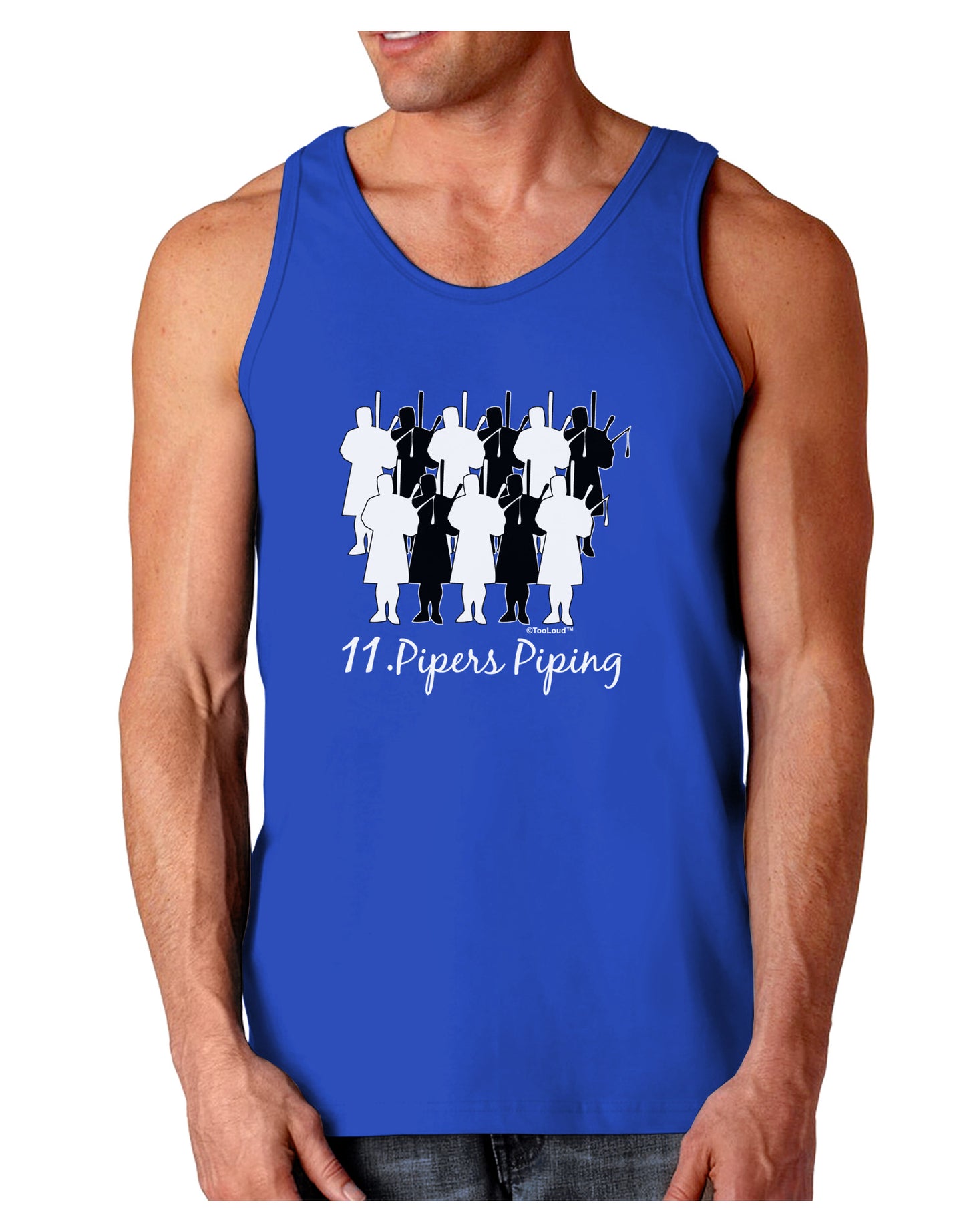 Eleven Pipers Piping Text Dark Loose Tank Top-Mens Loose Tank Top-TooLoud-Royal Blue-Small-Davson Sales