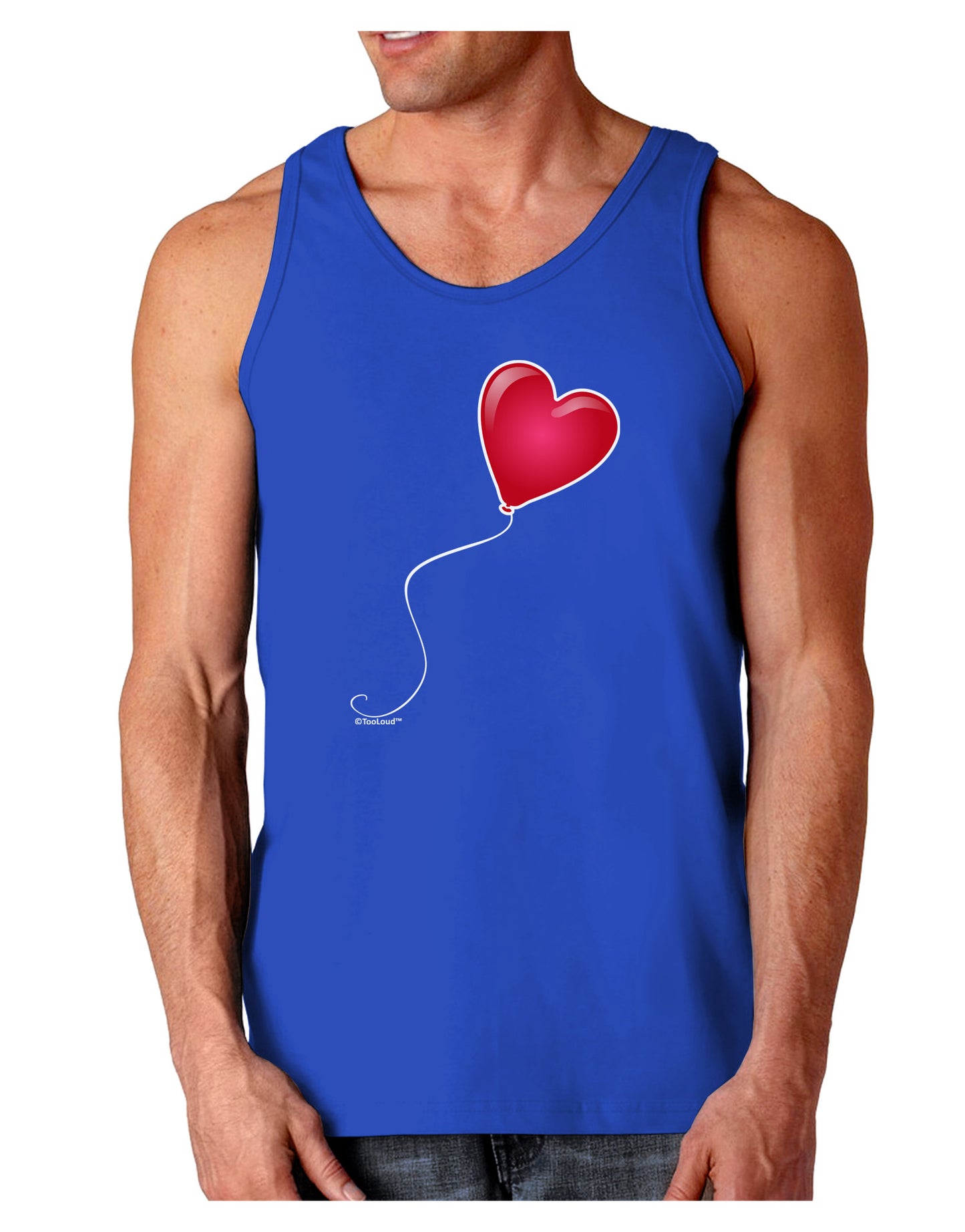 Cute Red Heart Balloon Dark Loose Tank Top-Mens Loose Tank Top-TooLoud-Royal Blue-Small-Davson Sales