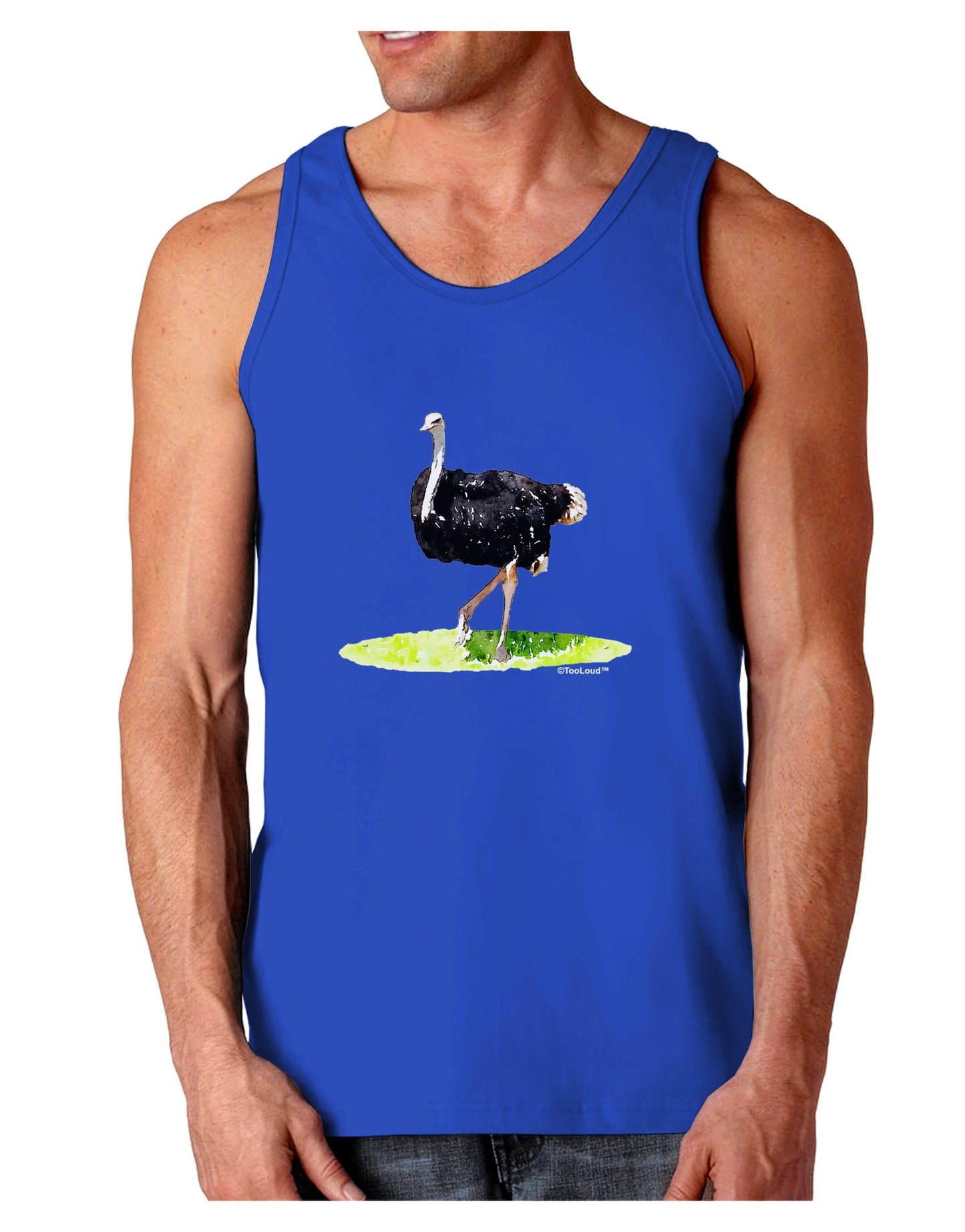 Ostrich Watercolor Dark Loose Tank Top-Mens Loose Tank Top-TooLoud-Royal Blue-Small-Davson Sales