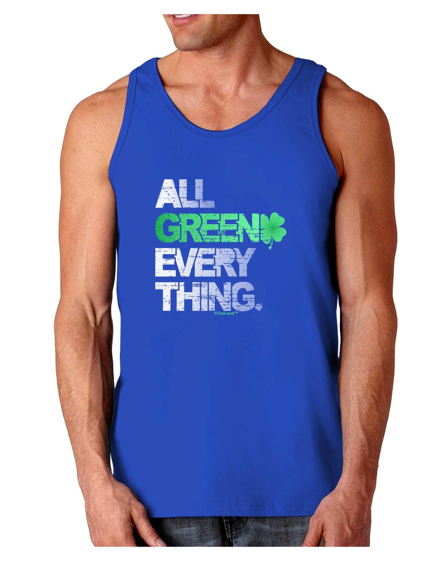 All Green Everything Distressed Dark Loose Tank Top-Mens Loose Tank Top-TooLoud-Royal Blue-Small-Davson Sales