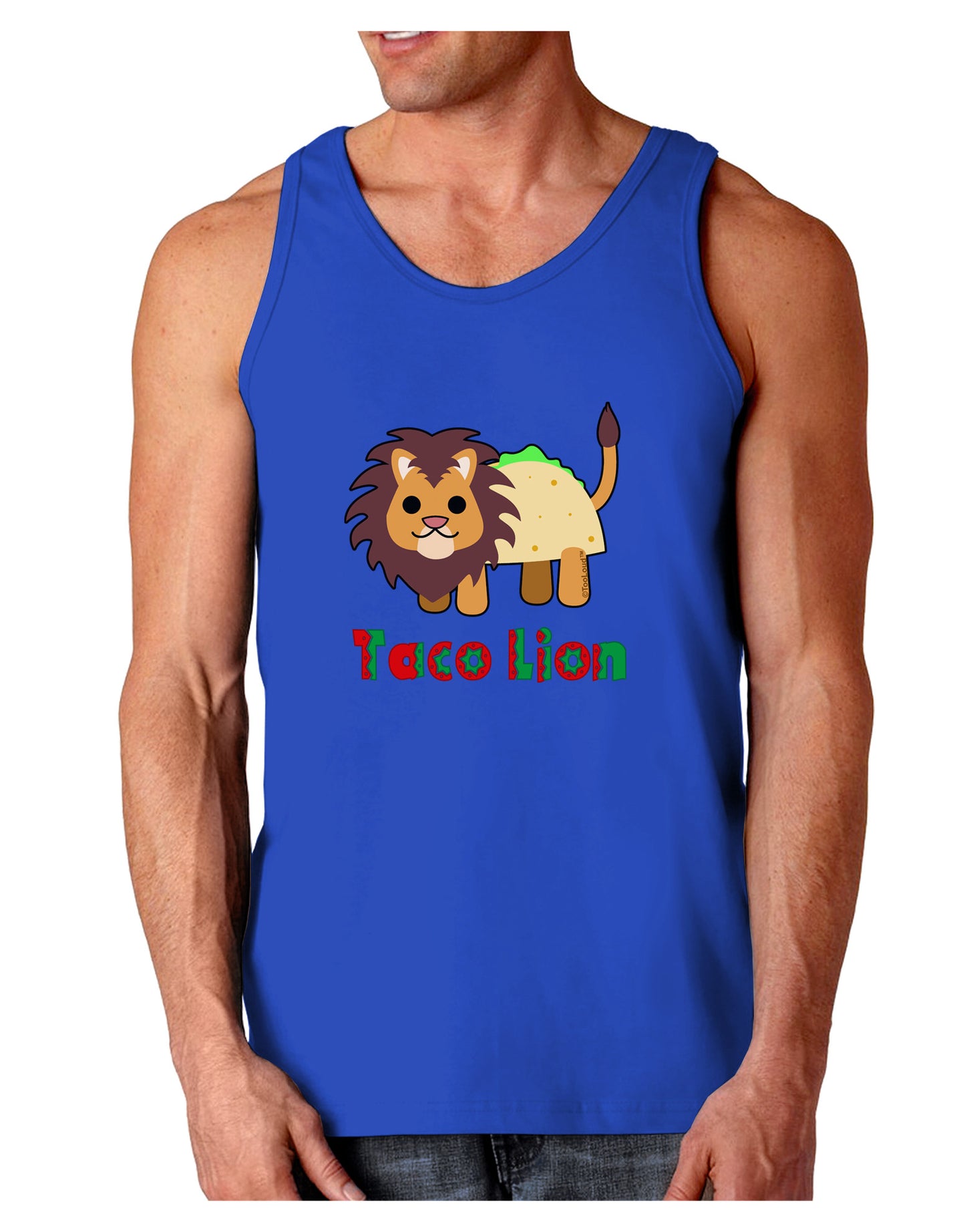 Cute Taco Lion Text Dark Loose Tank Top-Mens Loose Tank Top-TooLoud-Royal Blue-Small-Davson Sales