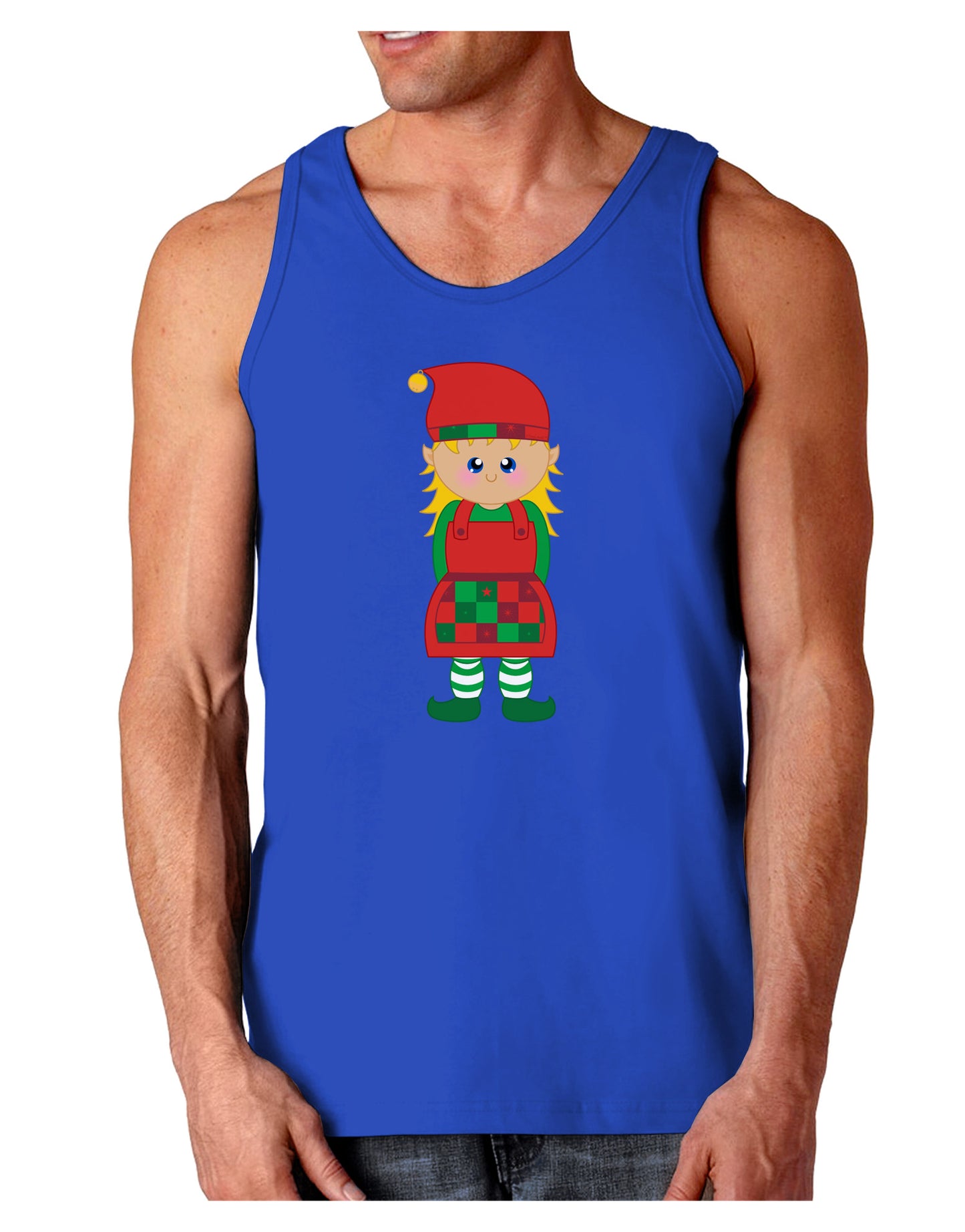Cute Christmas Elf Girl Dark Loose Tank Top-Mens Loose Tank Top-TooLoud-Royal Blue-Small-Davson Sales