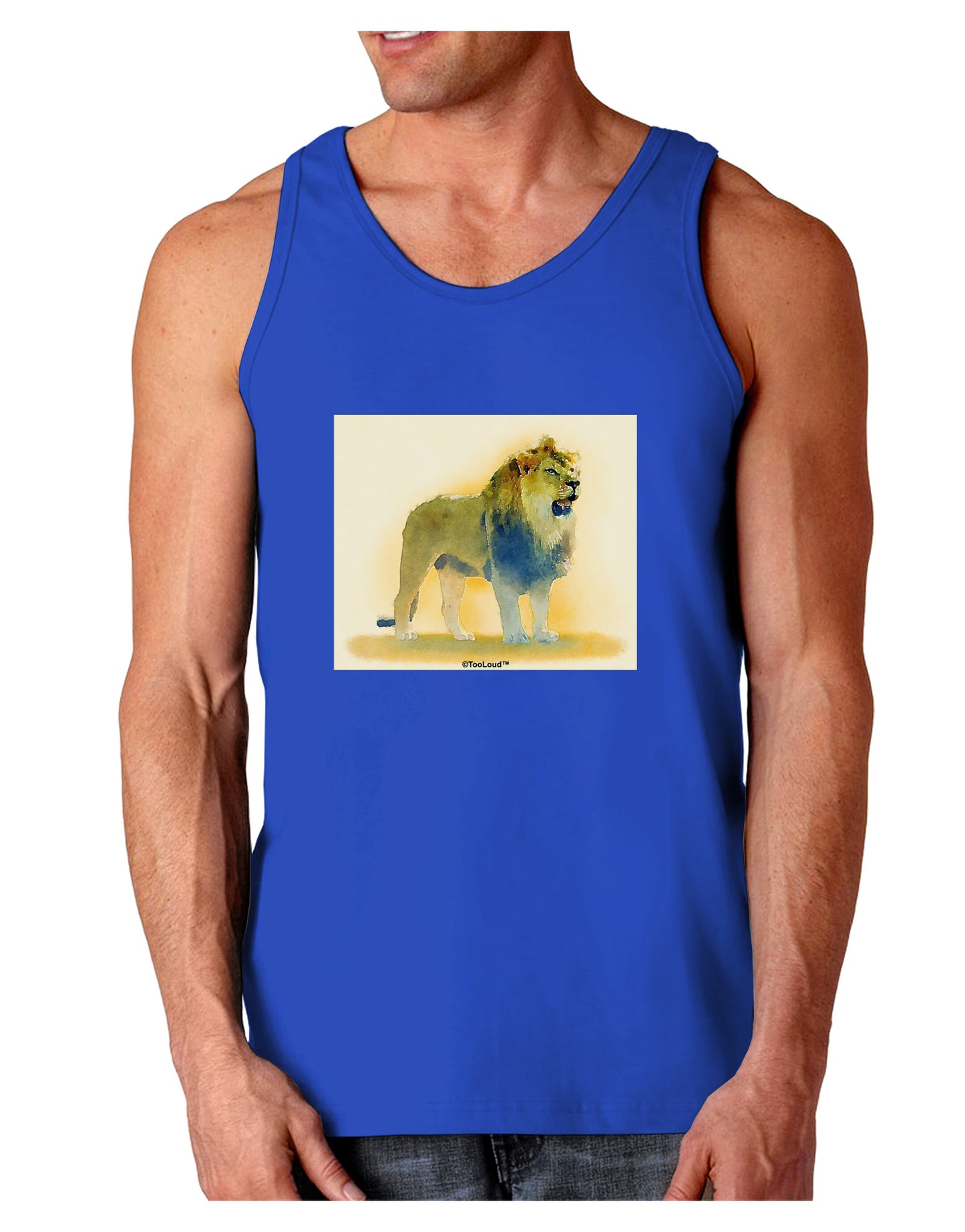 Lion Watercolor 1 Dark Loose Tank Top-Mens Loose Tank Top-TooLoud-Royal Blue-Small-Davson Sales