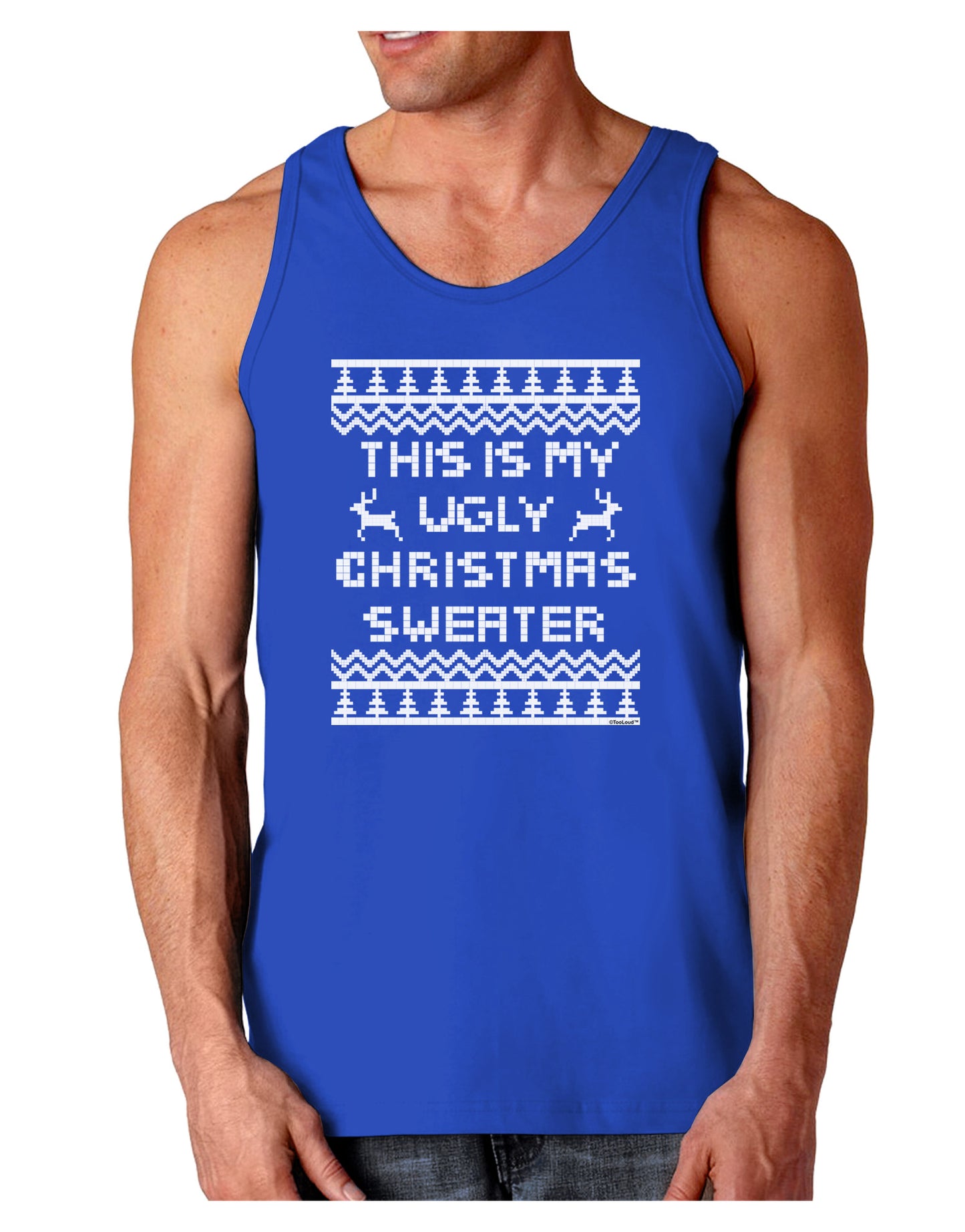 This Is My Ugly Christmas Sweater Dark Loose Tank Top-Mens Loose Tank Top-TooLoud-Royal Blue-Small-Davson Sales