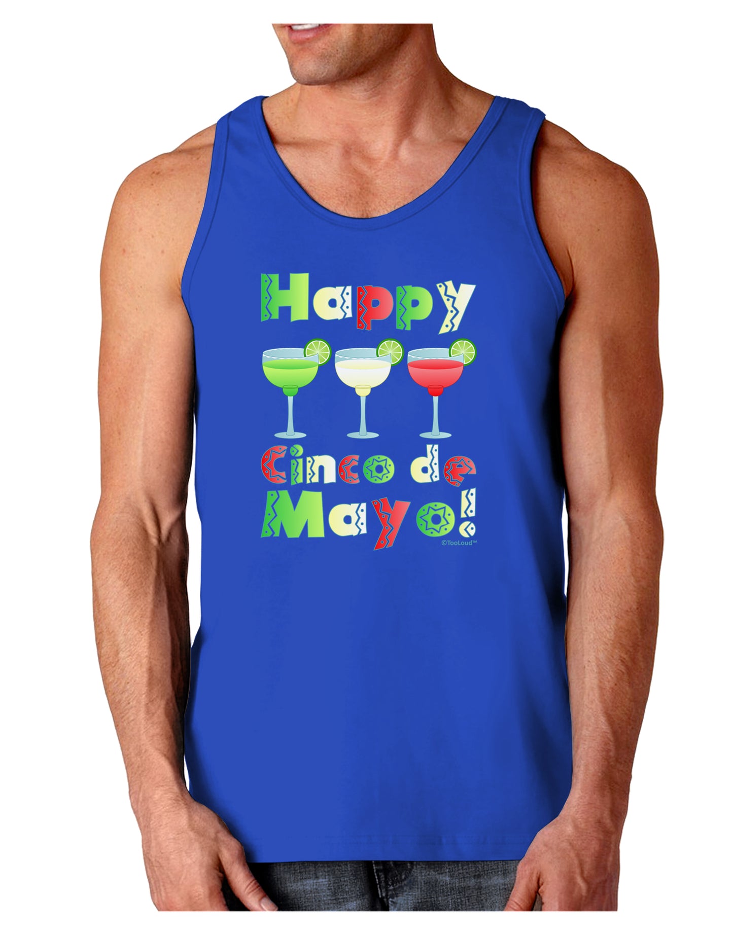 Margaritas - Mexican Flag Colors - Happy Cinco de Mayo Dark Loose Tank Top by TooLoud-Mens Loose Tank Top-TooLoud-Royal Blue-Small-Davson Sales