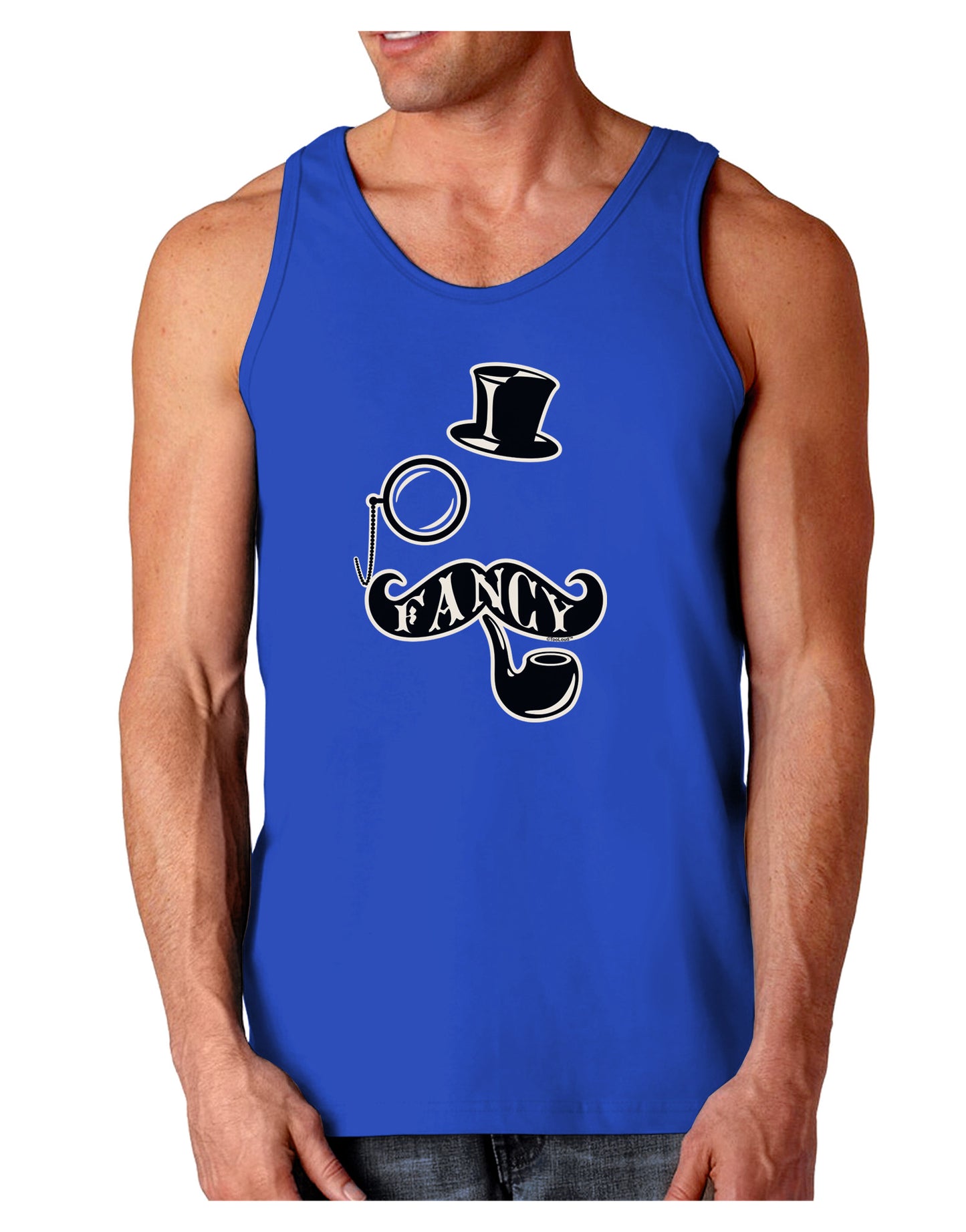 Fancy Tophat Mustache Pipe and Monocle Dark Loose Tank Top-Mens Loose Tank Top-TooLoud-Royal Blue-Small-Davson Sales