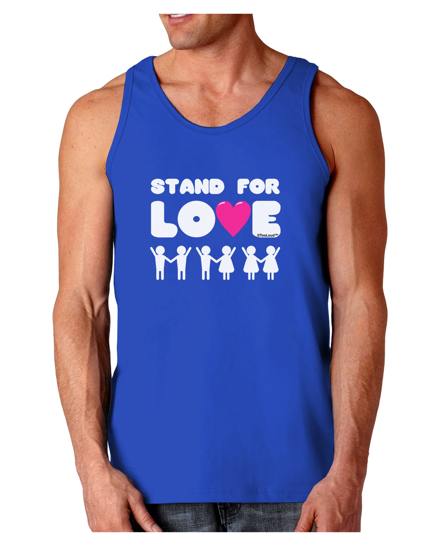 Stand For Love Pink Heart Dark Loose Tank Top-Mens Loose Tank Top-TooLoud-Royal Blue-Small-Davson Sales