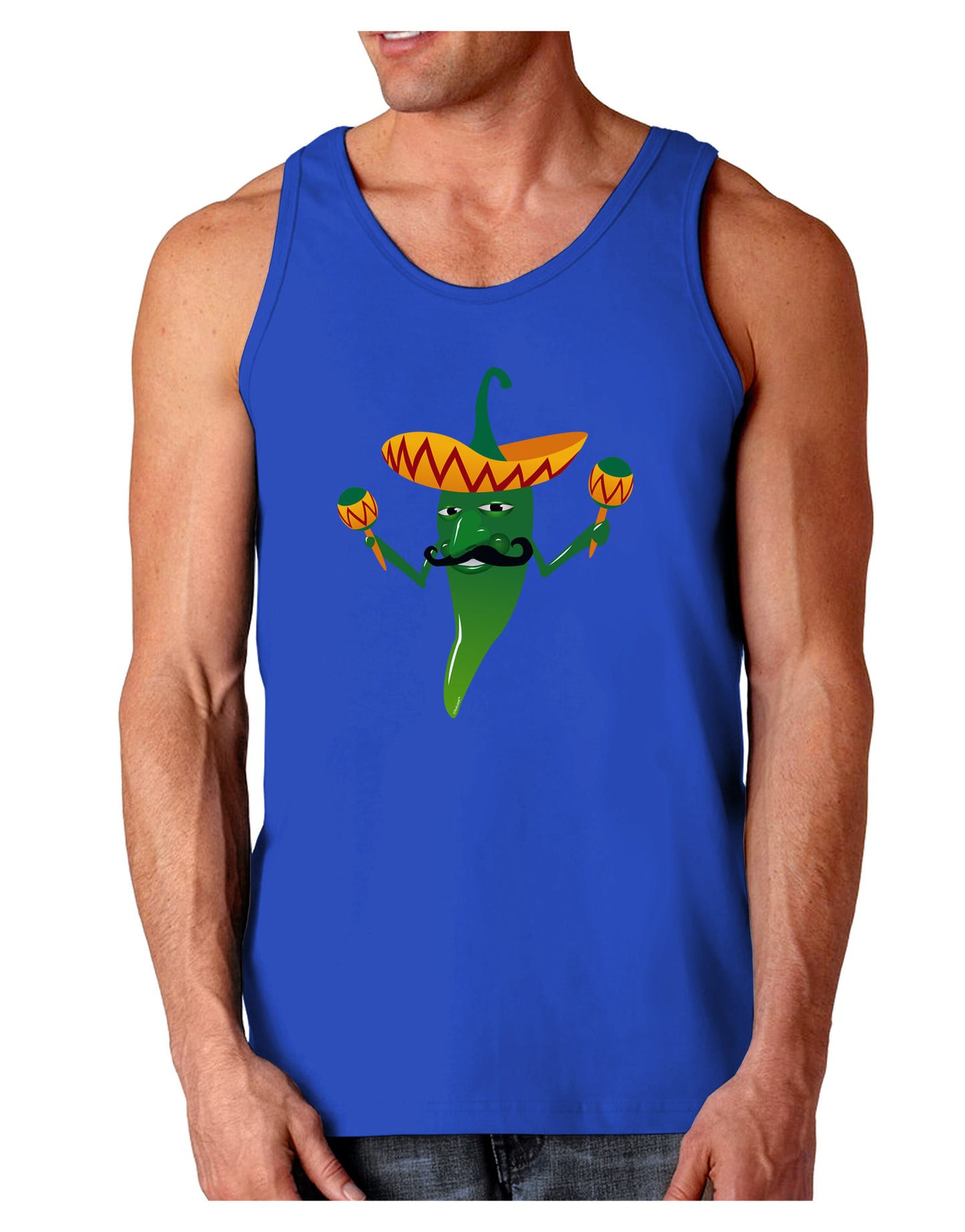 Green Hot Mexican Chili Pepper Dark Loose Tank Top-Mens Loose Tank Top-TooLoud-Royal Blue-Small-Davson Sales