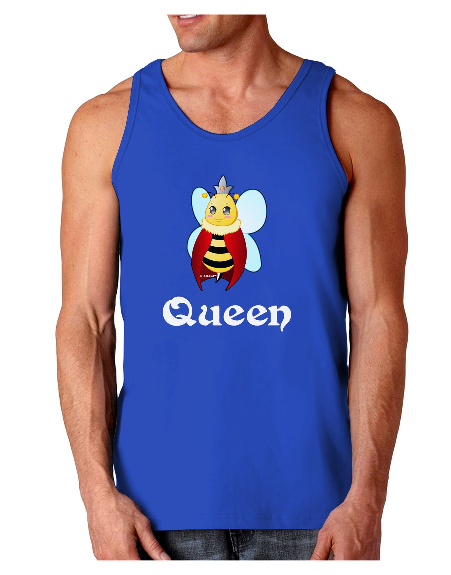 Queen Bee Text 2 Dark Loose Tank Top-Mens Loose Tank Top-TooLoud-Royal Blue-Small-Davson Sales