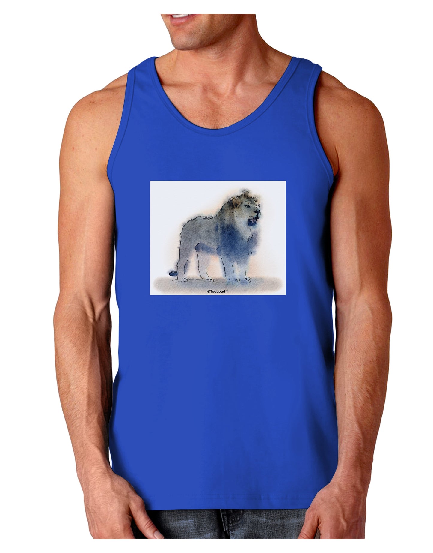 Lion Watercolor B Dark Loose Tank Top-Mens Loose Tank Top-TooLoud-Royal Blue-Small-Davson Sales