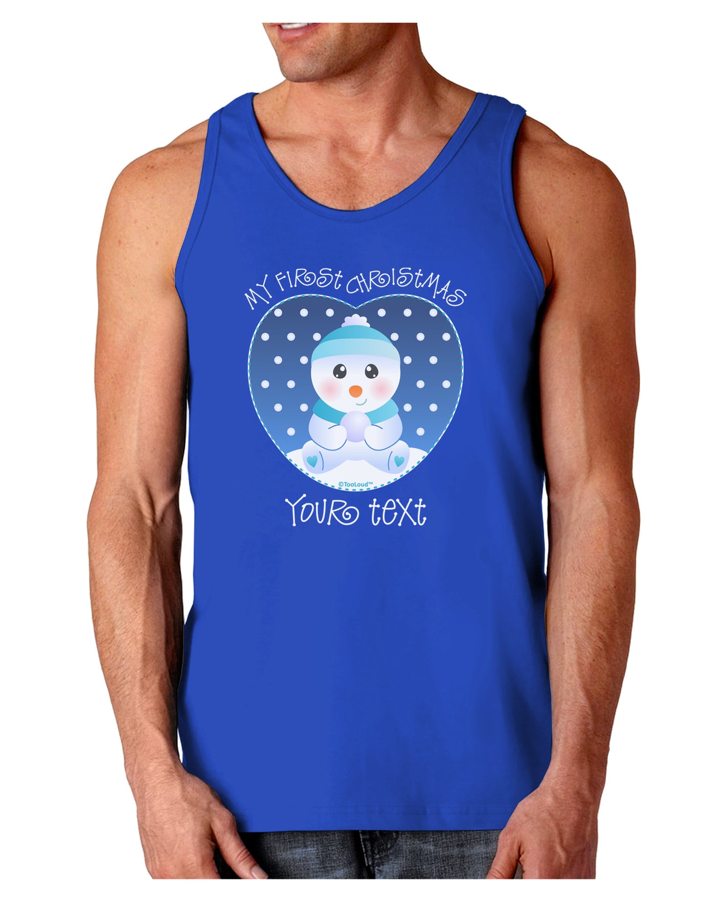 Personalized My First Christmas Snowbaby Blue Dark Loose Tank Top-Mens Loose Tank Top-TooLoud-Royal Blue-Small-Davson Sales
