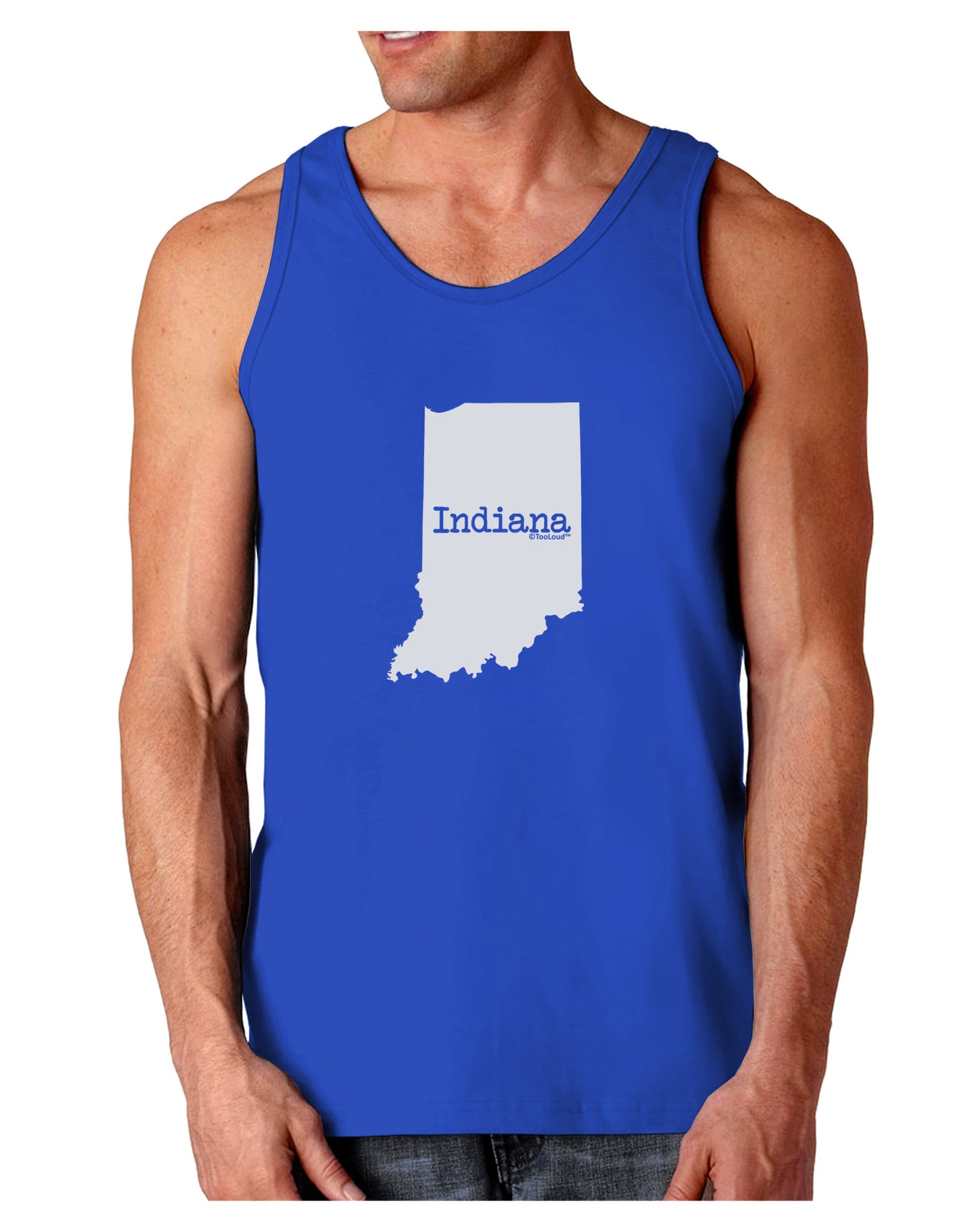 Indiana - United States Shape Dark Loose Tank Top-Mens Loose Tank Top-TooLoud-Royal Blue-Small-Davson Sales