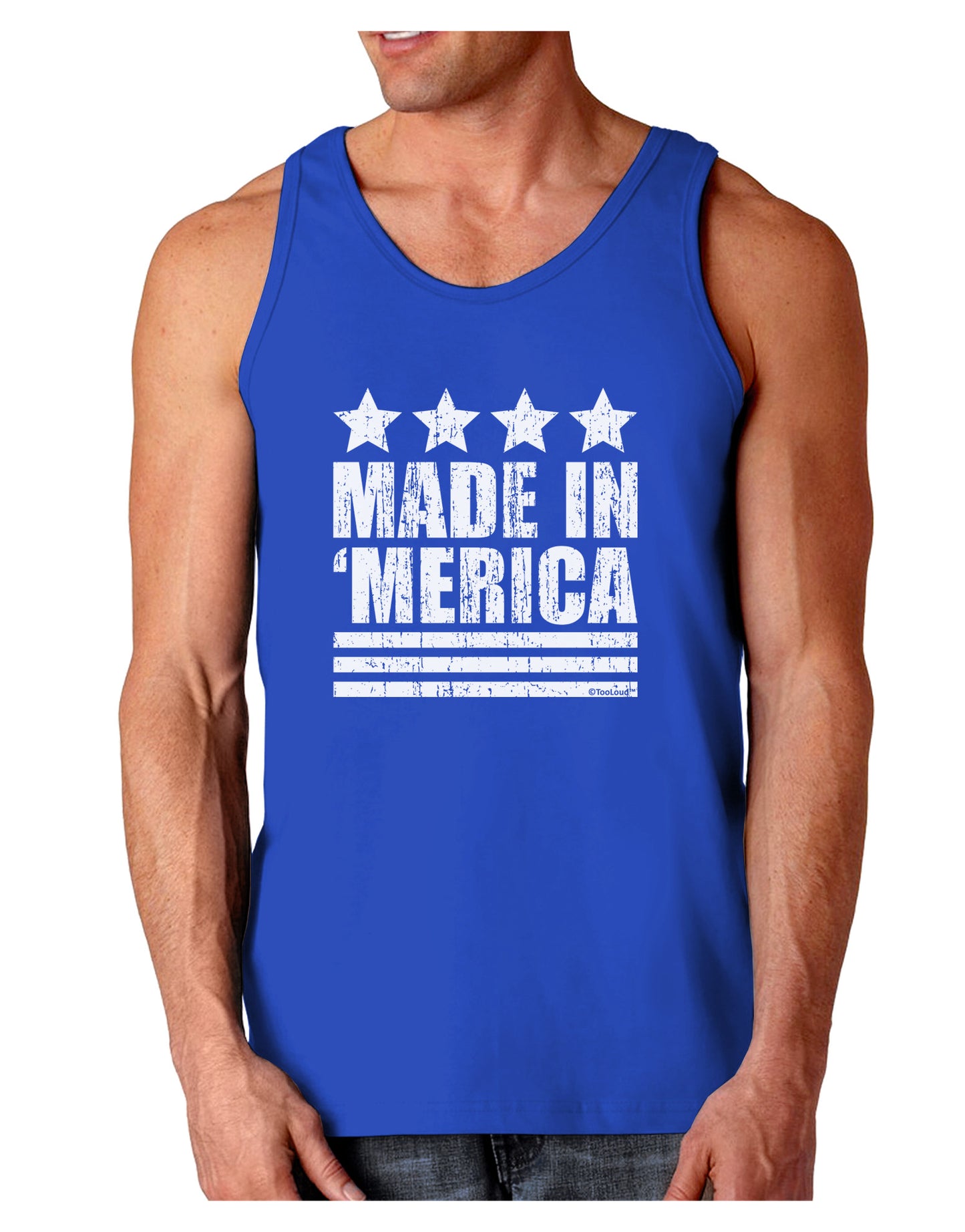 Made in Merica - Stars and Stripes Design Dark Loose Tank Top-Mens Loose Tank Top-TooLoud-Royal Blue-Small-Davson Sales