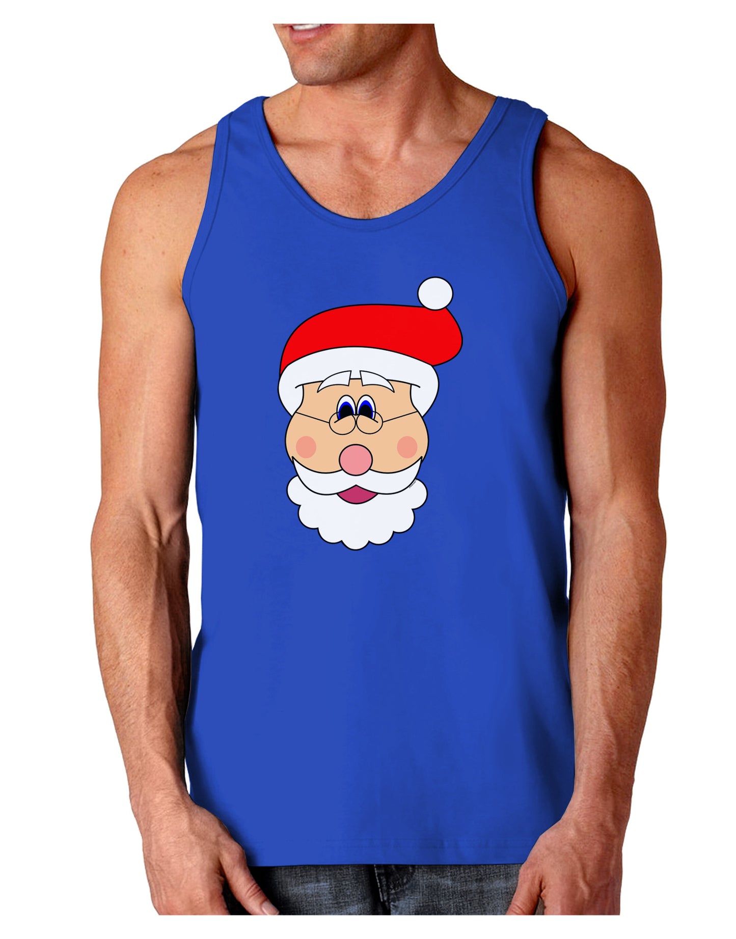 Santa Claus Face Christmas Dark Loose Tank Top-Mens Loose Tank Top-TooLoud-Royal Blue-Small-Davson Sales