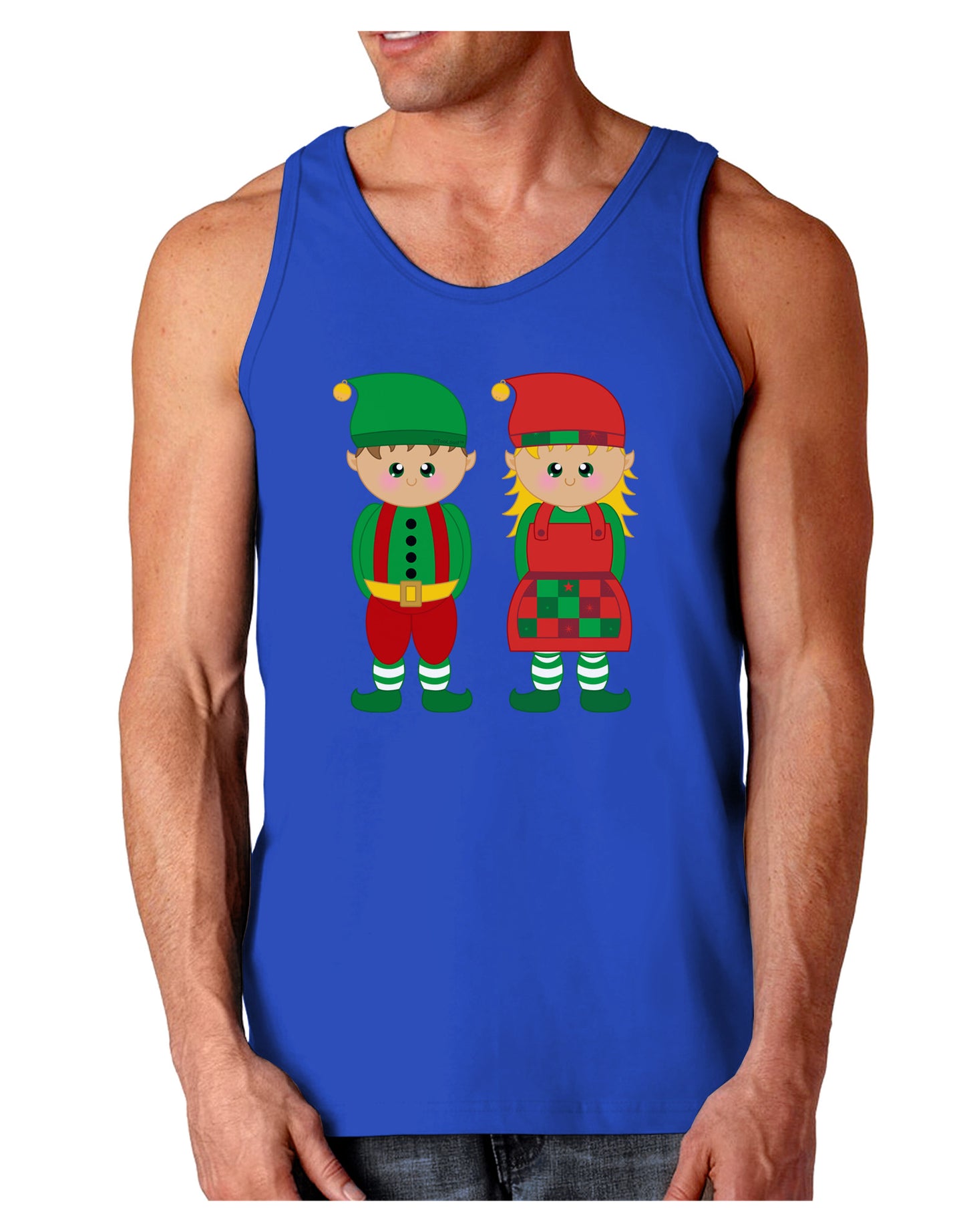Cute Elf Couple Christmas Dark Loose Tank Top-Mens Loose Tank Top-TooLoud-Royal Blue-Small-Davson Sales