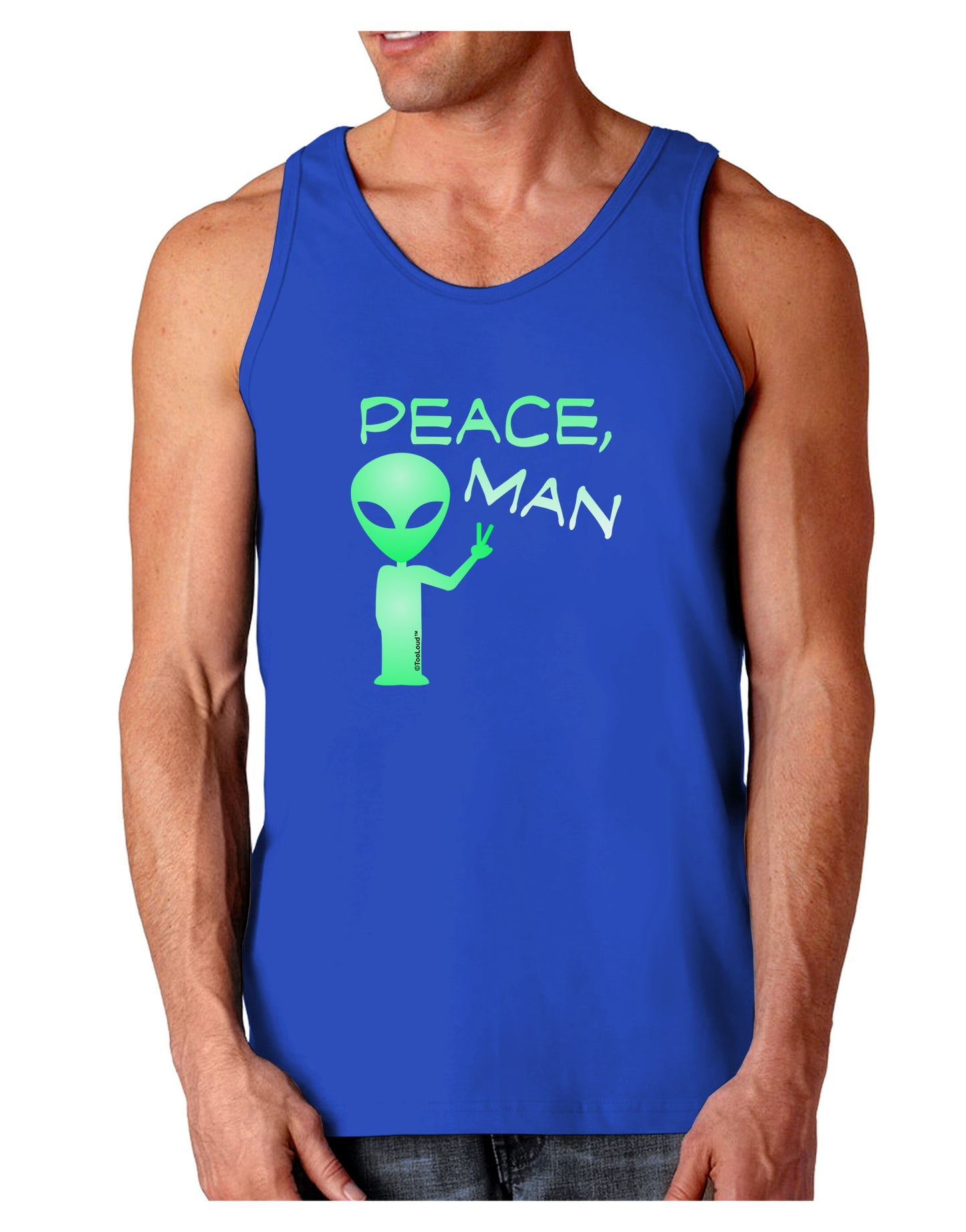 Peace Man Alien Dark Loose Tank Top-Mens Loose Tank Top-TooLoud-Royal Blue-Small-Davson Sales