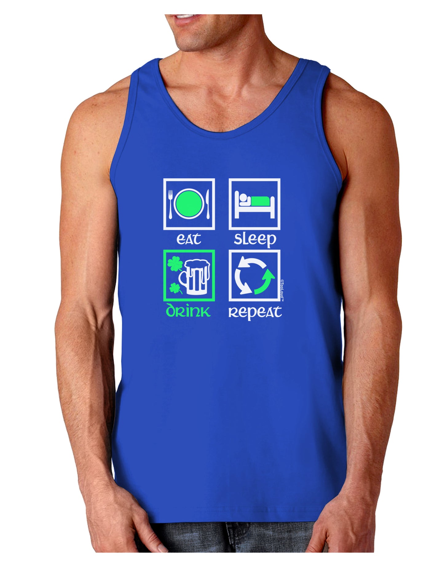 Eat Sleep Drink Green Beer Repeat Dark Loose Tank Top-Mens Loose Tank Top-TooLoud-Royal Blue-Small-Davson Sales