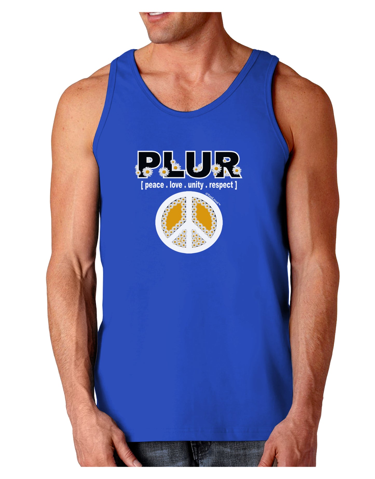PLUR Daisies Dark Loose Tank Top-Mens Loose Tank Top-TooLoud-Royal Blue-Small-Davson Sales