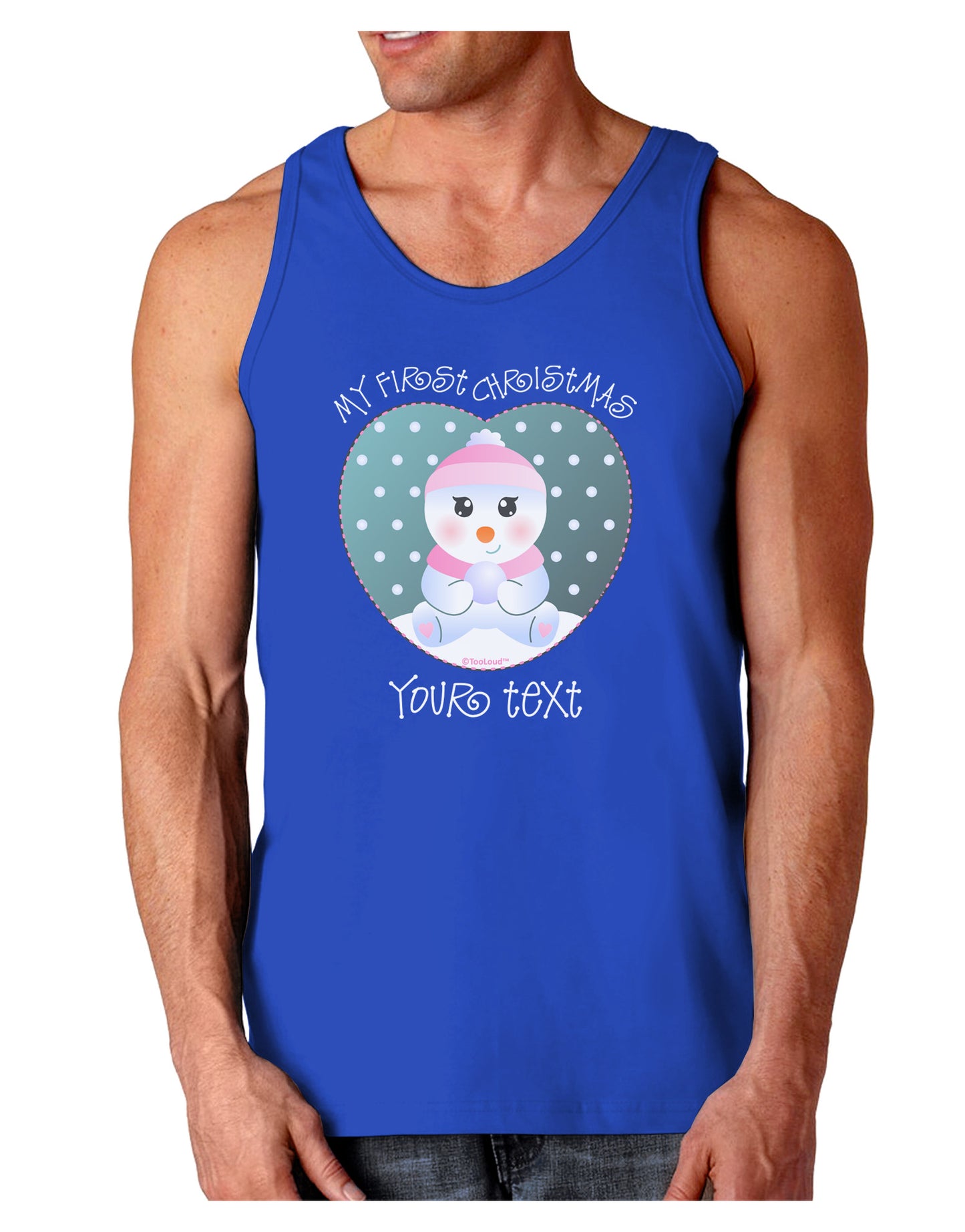 Personalized My First Christmas Snowbaby Girl Dark Loose Tank Top-Mens Loose Tank Top-TooLoud-Royal Blue-Small-Davson Sales