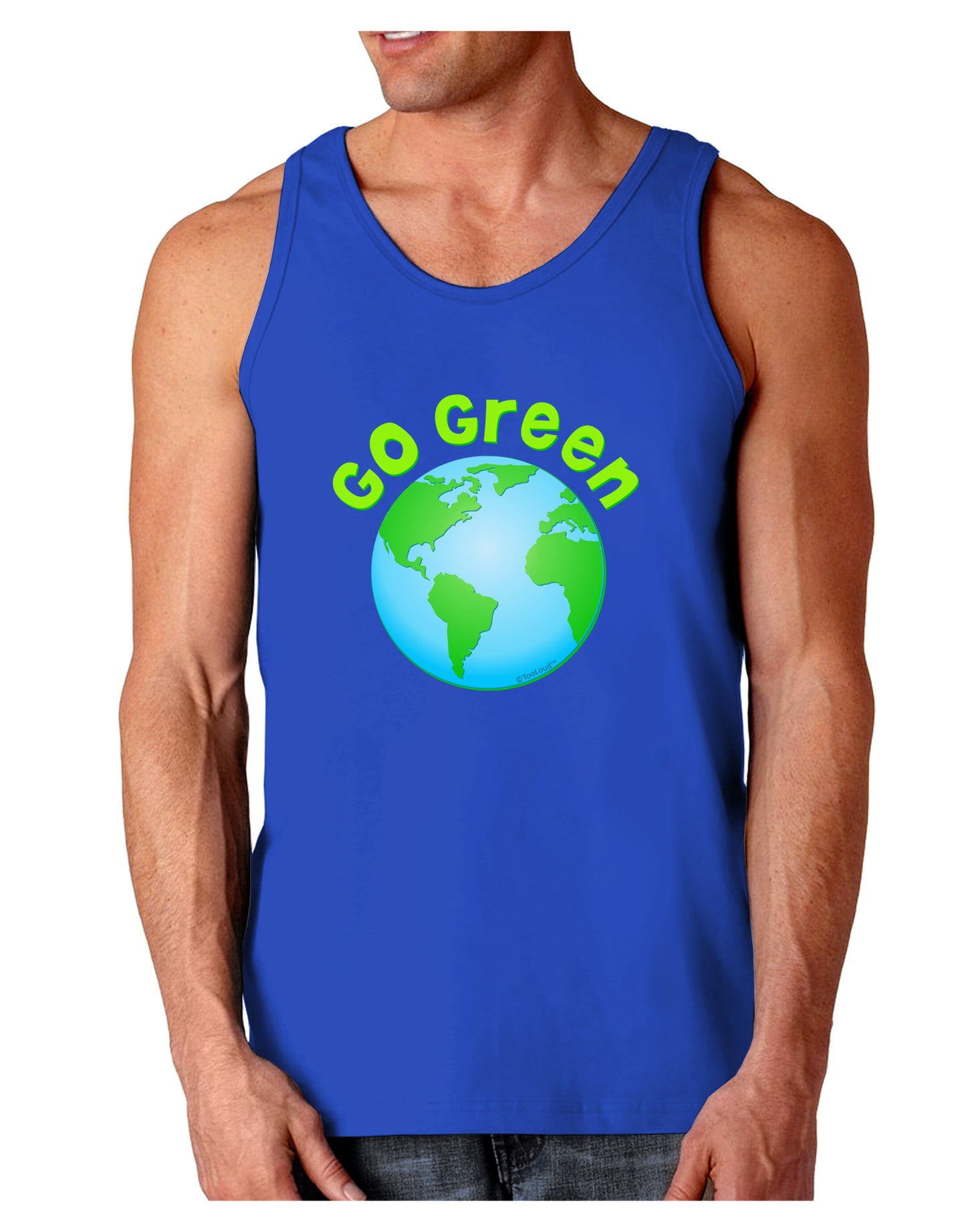 Go Green - Planet Earth Dark Loose Tank Top-Mens Loose Tank Top-TooLoud-Royal Blue-Small-Davson Sales