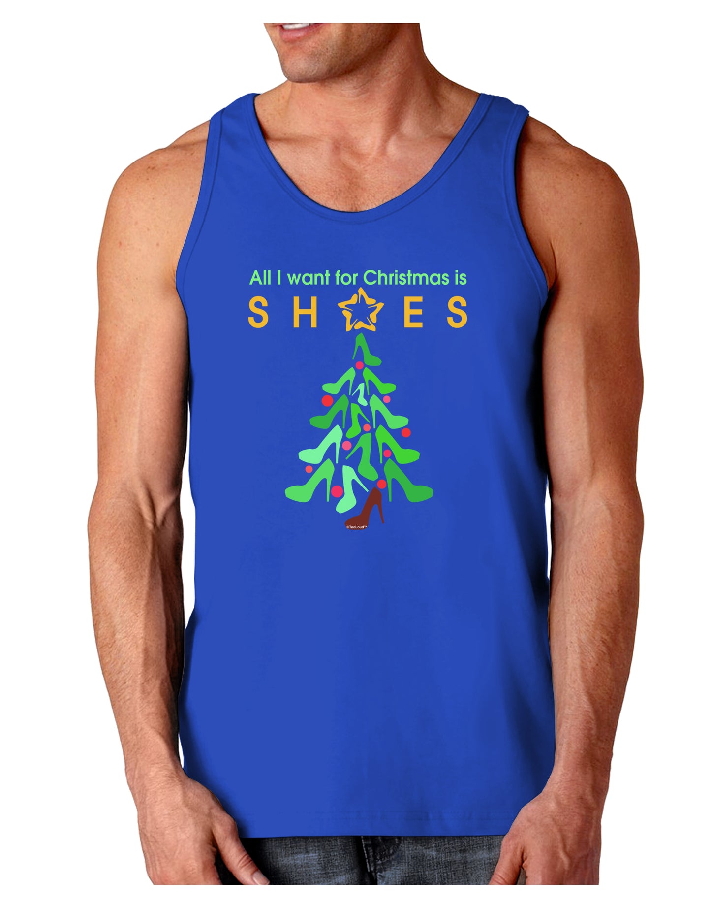 All I want for Christmas is Shoes Dark Loose Tank Top-Mens Loose Tank Top-TooLoud-Royal Blue-Small-Davson Sales