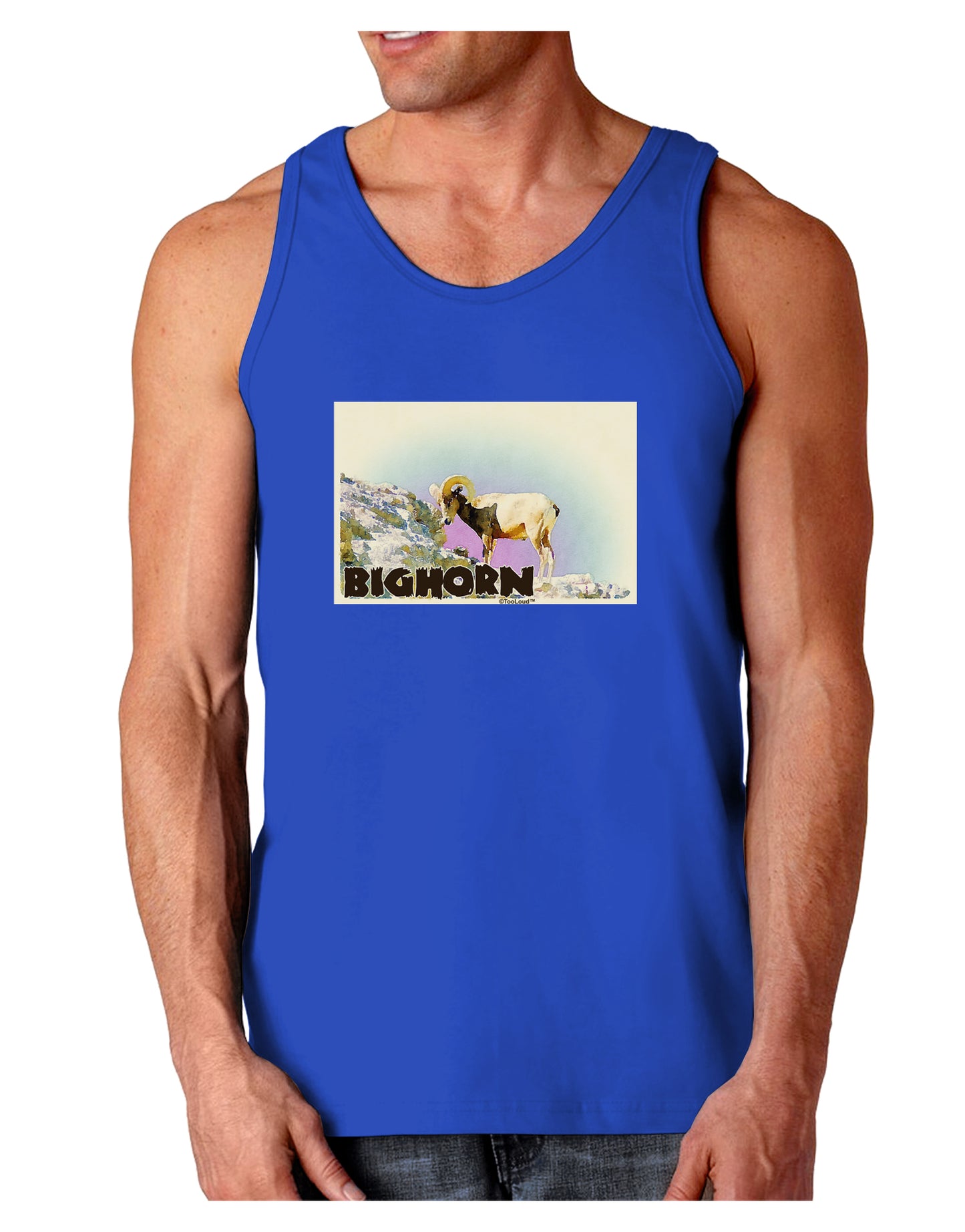 Bighorn Ram WatercolorText Dark Loose Tank Top-Mens Loose Tank Top-TooLoud-Royal Blue-Small-Davson Sales