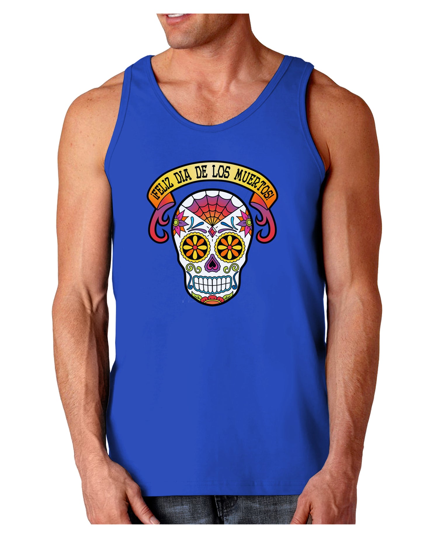 Feliz Dia de los Muertos Calavera Dark Loose Tank Top-Mens Loose Tank Top-TooLoud-Royal Blue-Small-Davson Sales