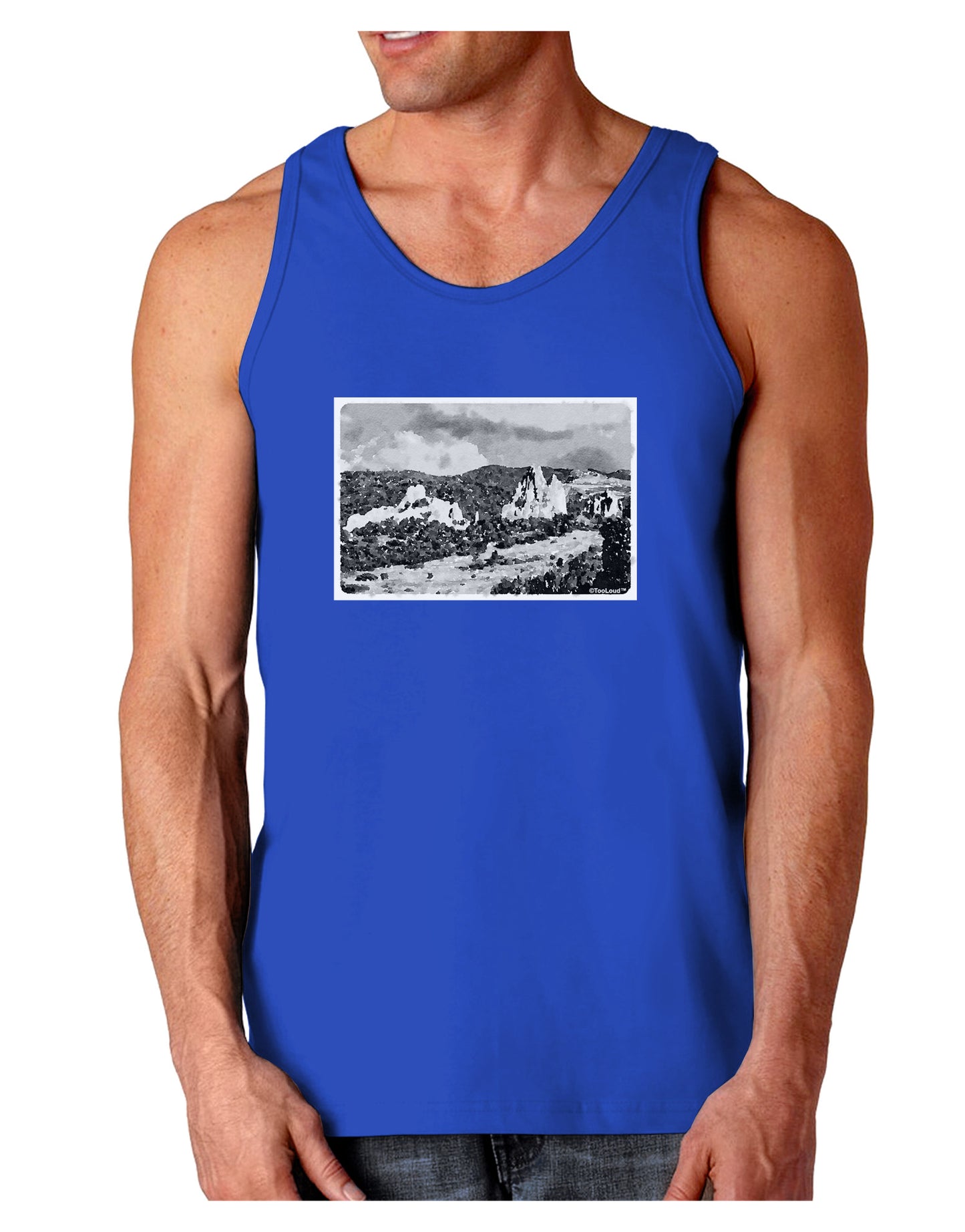 CO Mountain Forest Watercolor Dark Loose Tank Top-Mens Loose Tank Top-TooLoud-Royal Blue-Small-Davson Sales
