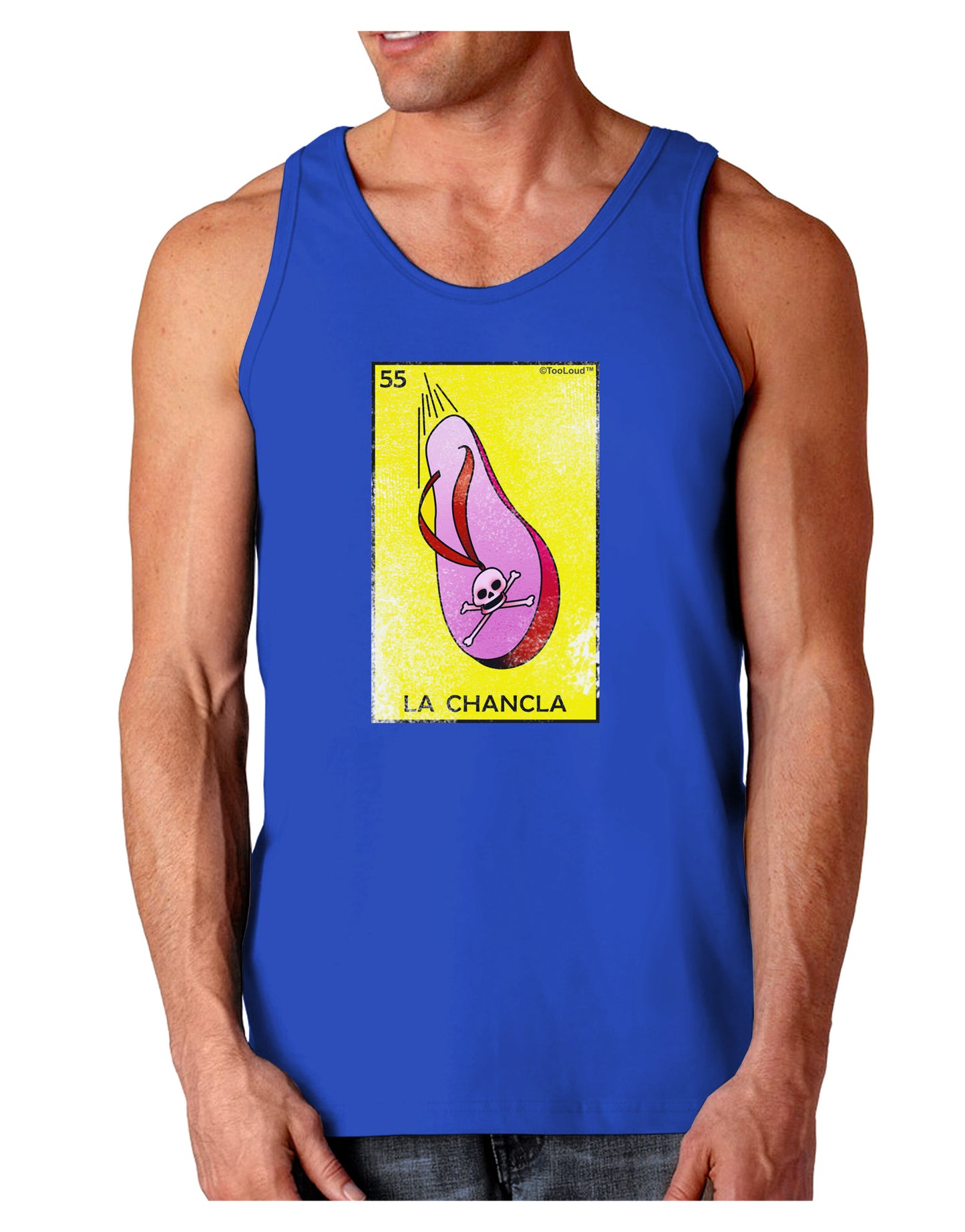 La Chancla Loteria Distressed Dark Loose Tank Top by-Mens Loose Tank Top-TooLoud-Royal Blue-Small-Davson Sales