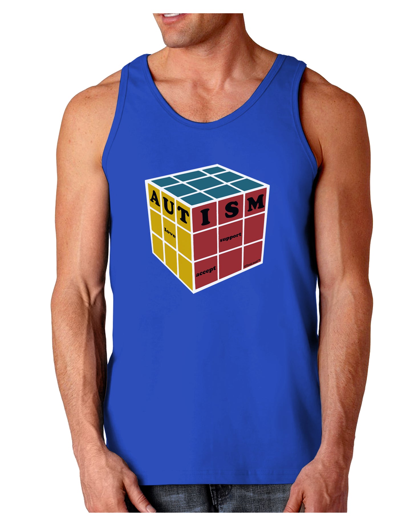Autism Awareness - Cube Color Dark Loose Tank Top-Mens Loose Tank Top-TooLoud-Royal Blue-Small-Davson Sales