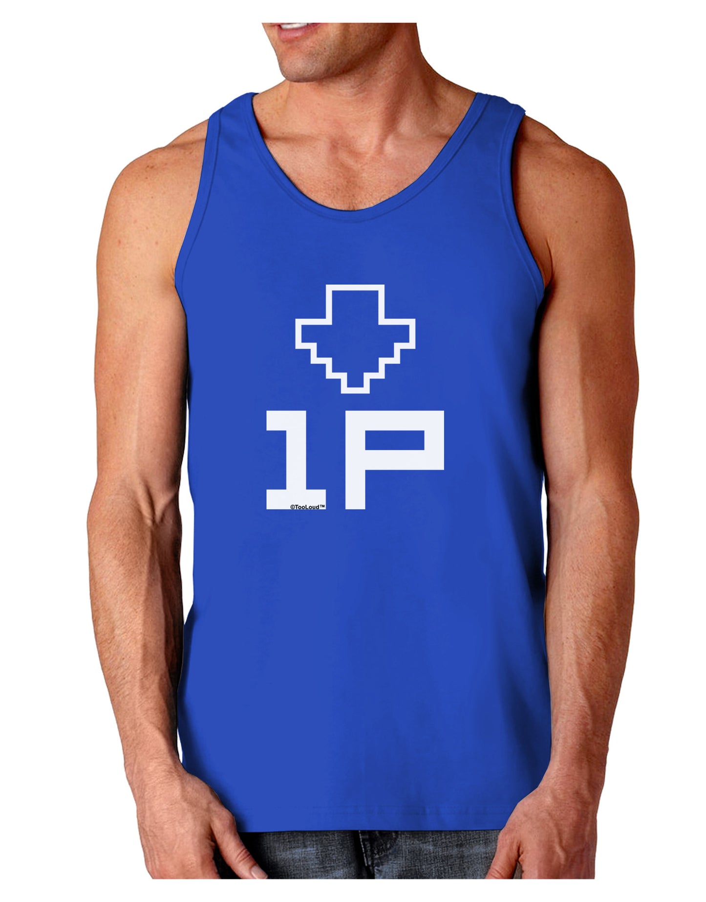 Player One Couples Design Dark Loose Tank Top-Mens Loose Tank Top-TooLoud-Royal Blue-Small-Davson Sales