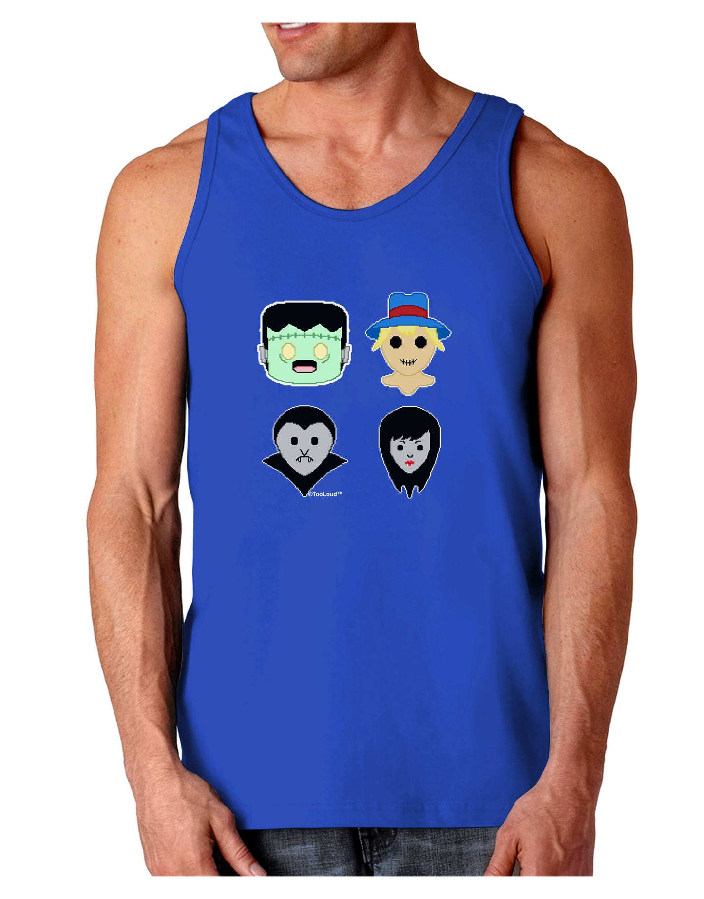 Cute Pixel Monsters Dark Loose Tank Top-Mens Loose Tank Top-TooLoud-Royal Blue-Small-Davson Sales