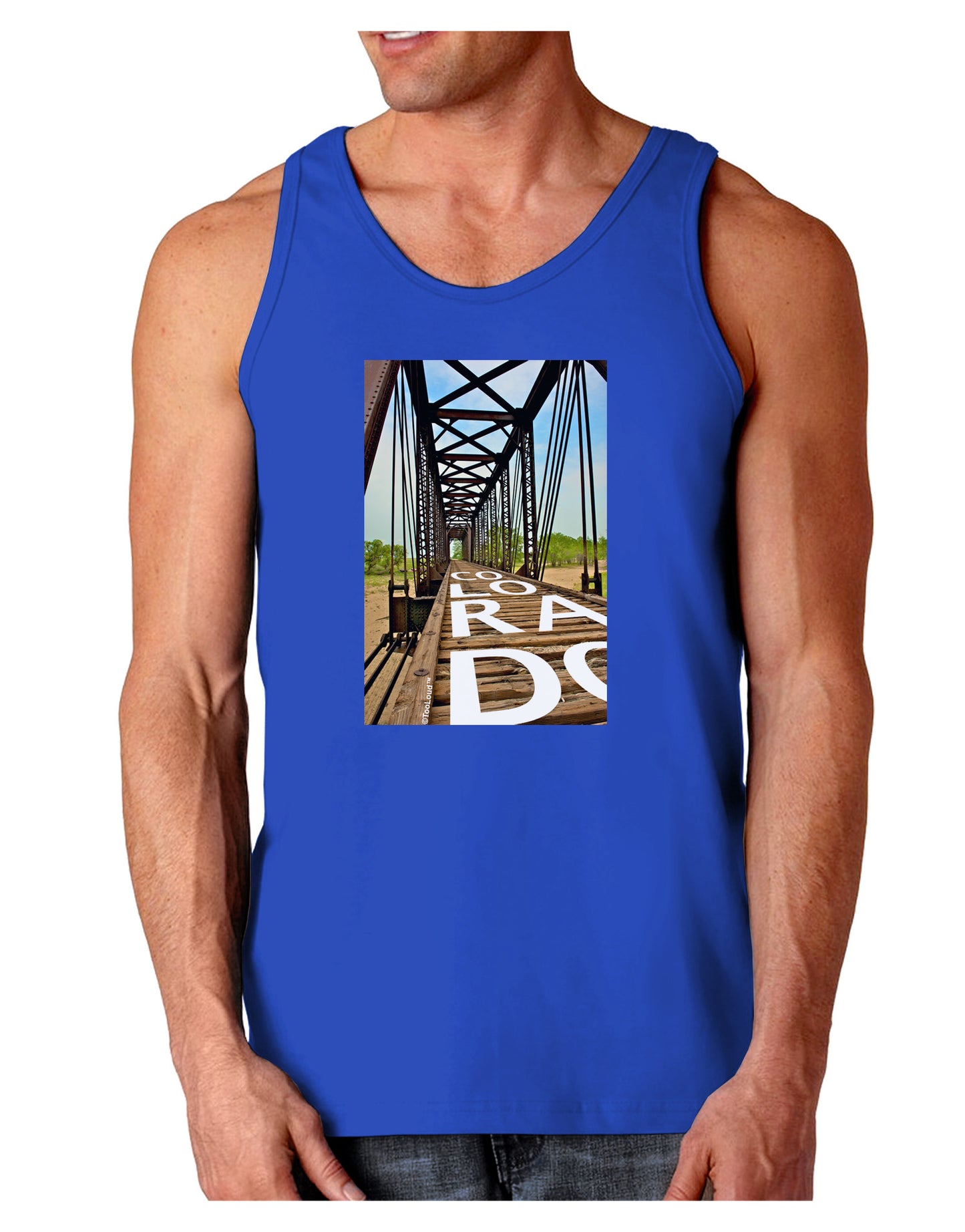 Colorado Bridge Text Dark Loose Tank Top-Mens Loose Tank Top-TooLoud-Royal Blue-Small-Davson Sales