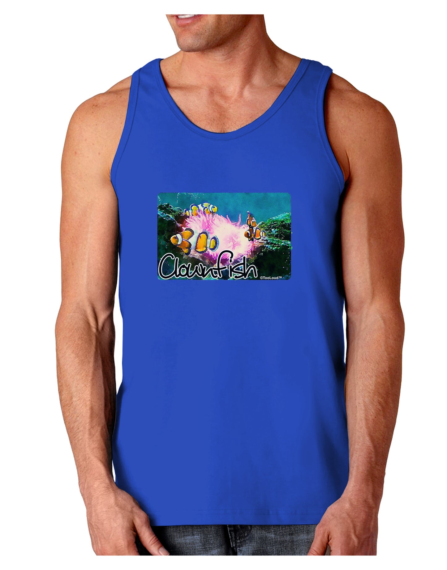 Clownfish Watercolor Text Dark Loose Tank Top-Mens Loose Tank Top-TooLoud-Royal Blue-Small-Davson Sales