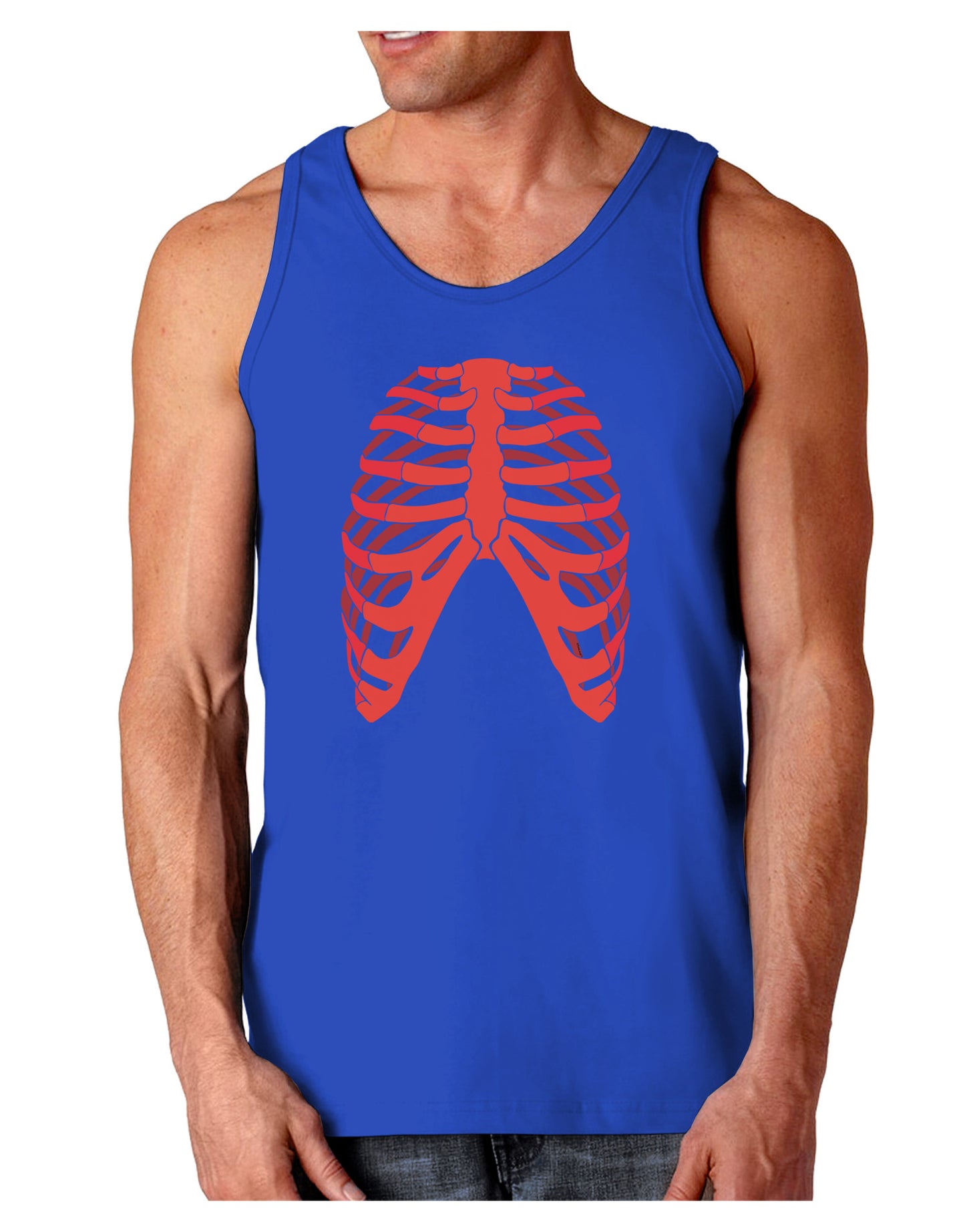 Human Red Skeleton Bones Ribcage Dark Loose Tank Top-Mens Loose Tank Top-TooLoud-Royal Blue-Small-Davson Sales