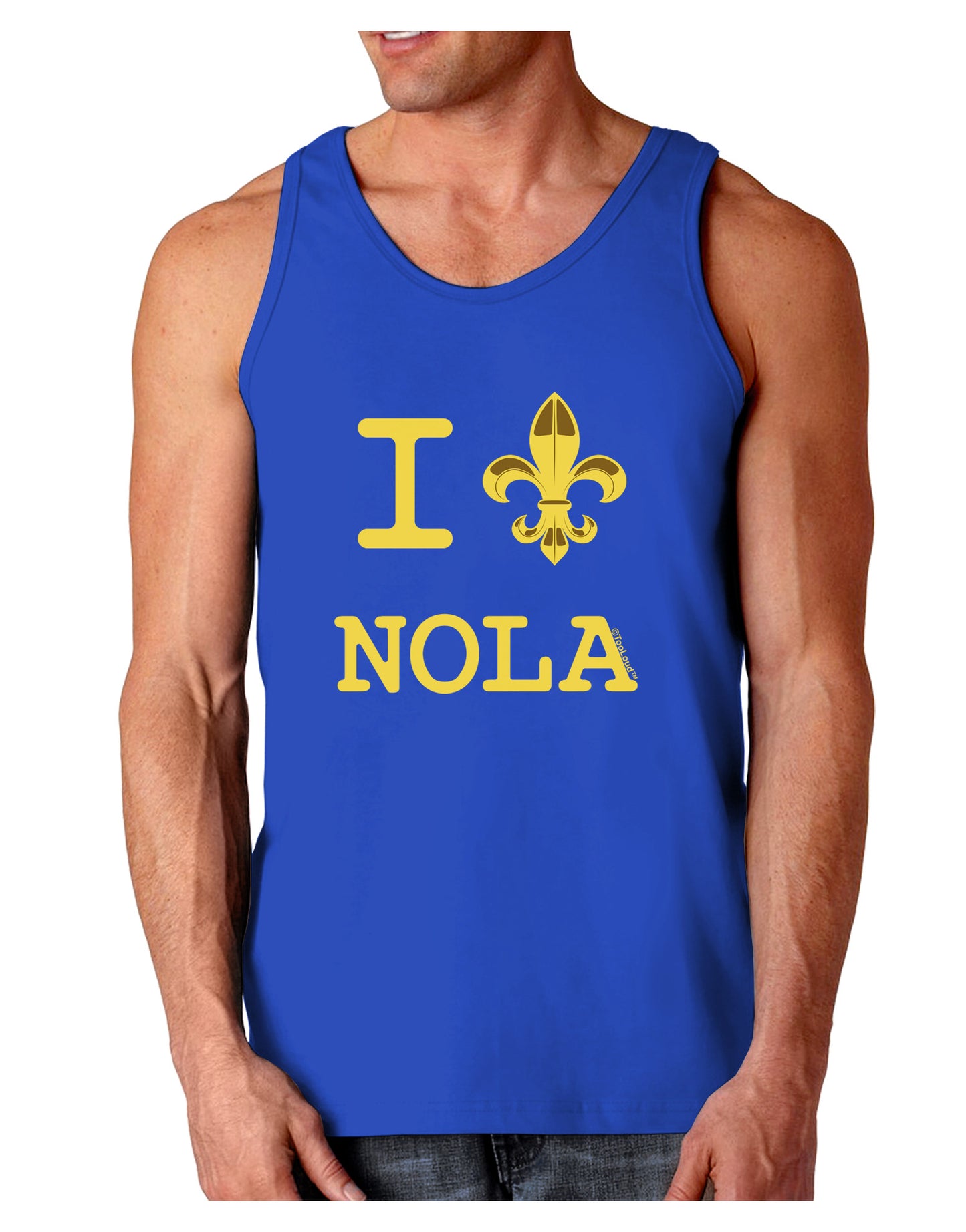I Love NOLA Fleur de Lis Dark Loose Tank Top-Mens Loose Tank Top-TooLoud-Royal Blue-Small-Davson Sales