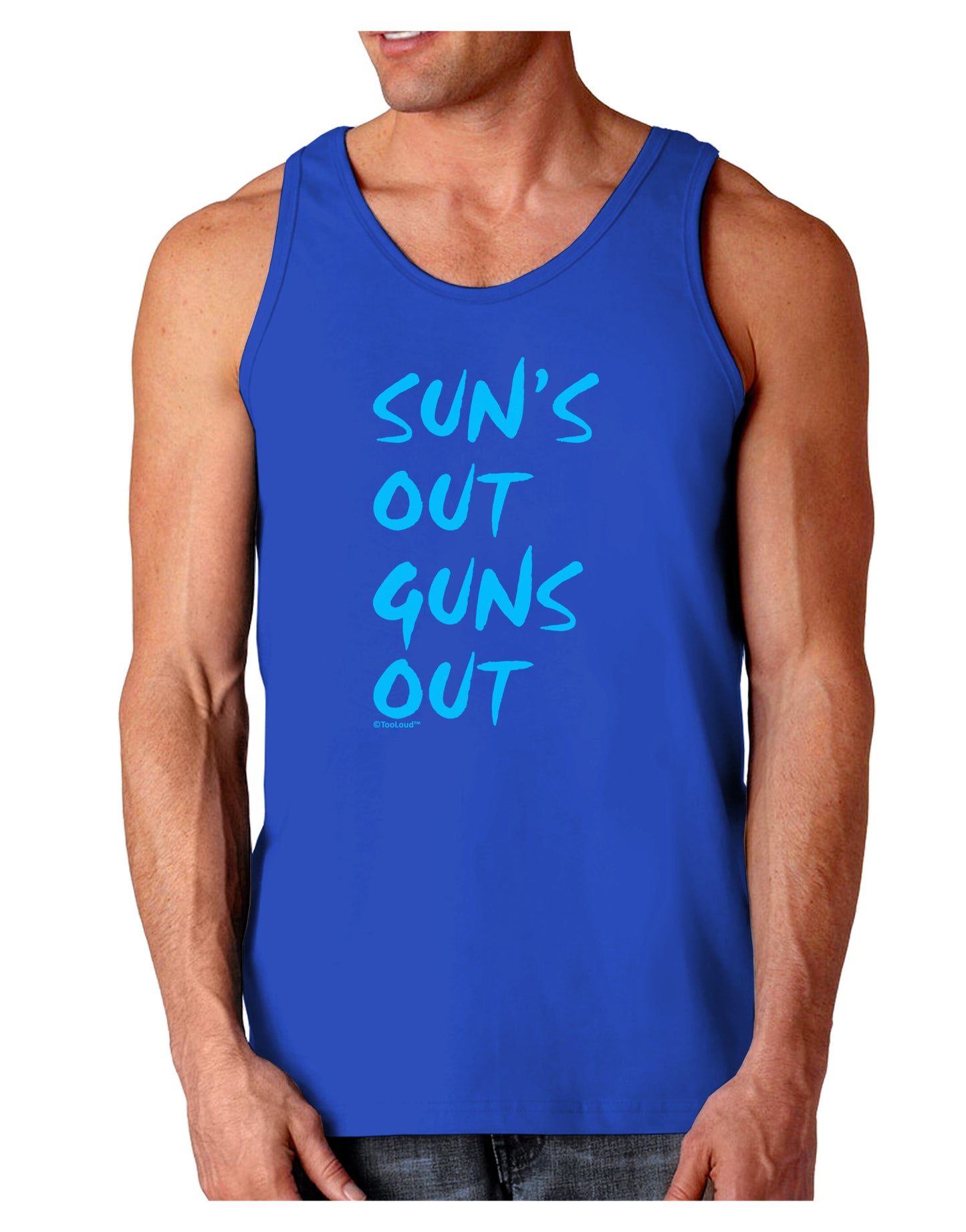 Suns Out Guns Out - Blue Dark Loose Tank Top-Mens Loose Tank Top-TooLoud-Royal Blue-Small-Davson Sales