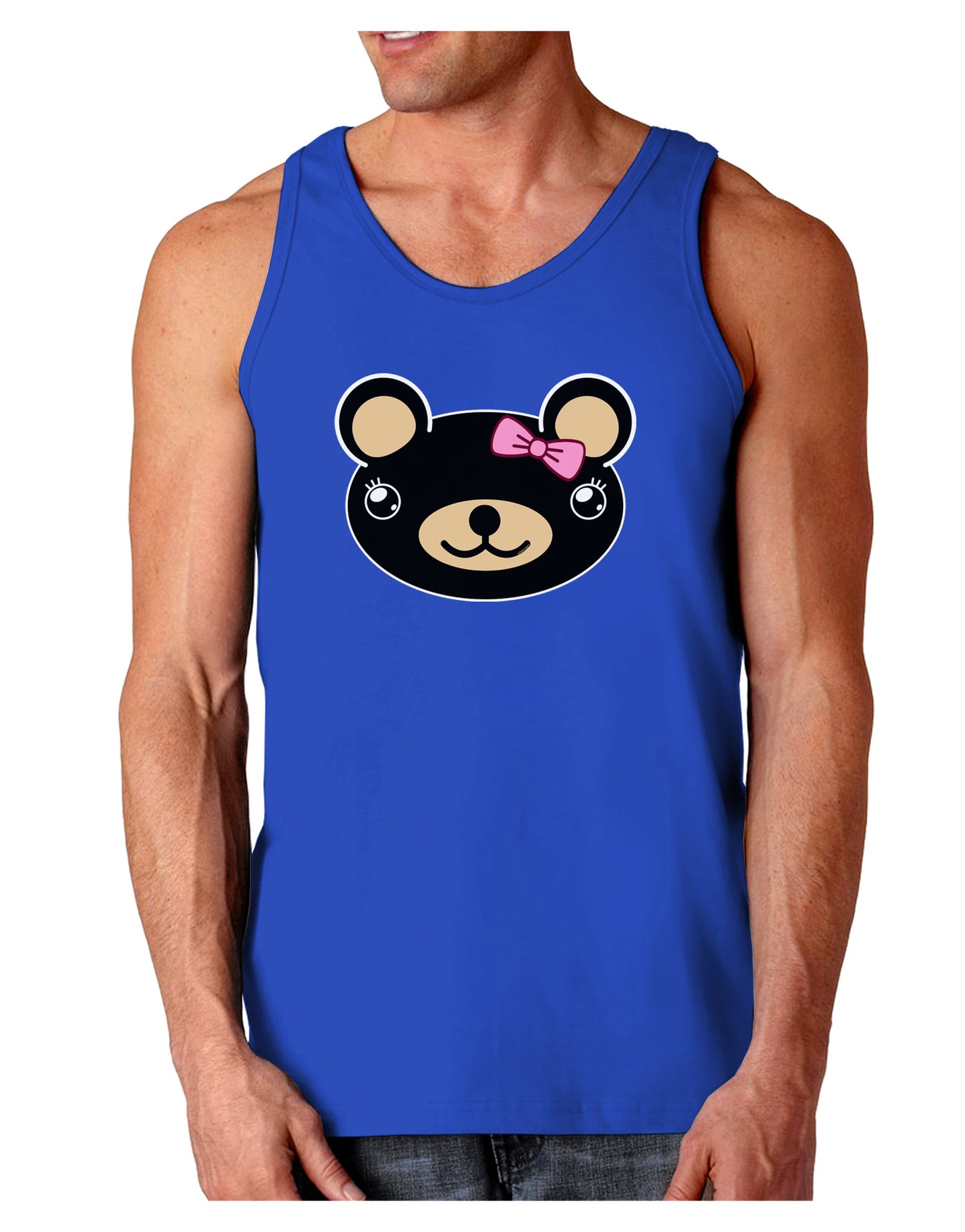 Kyu-T Head - Night Beartholomea Girl Teddy Bear Dark Loose Tank Top-Mens Loose Tank Top-TooLoud-Royal Blue-Small-Davson Sales