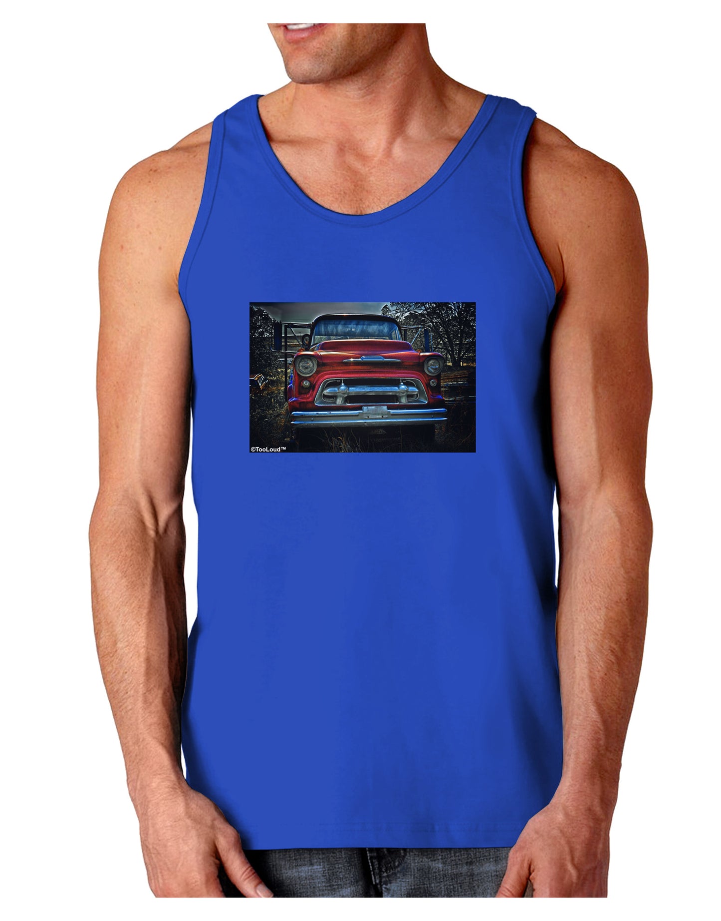 TooLoud Vintage Truck Dark Loose Tank Top-Mens Loose Tank Top-TooLoud-Royal Blue-Small-Davson Sales