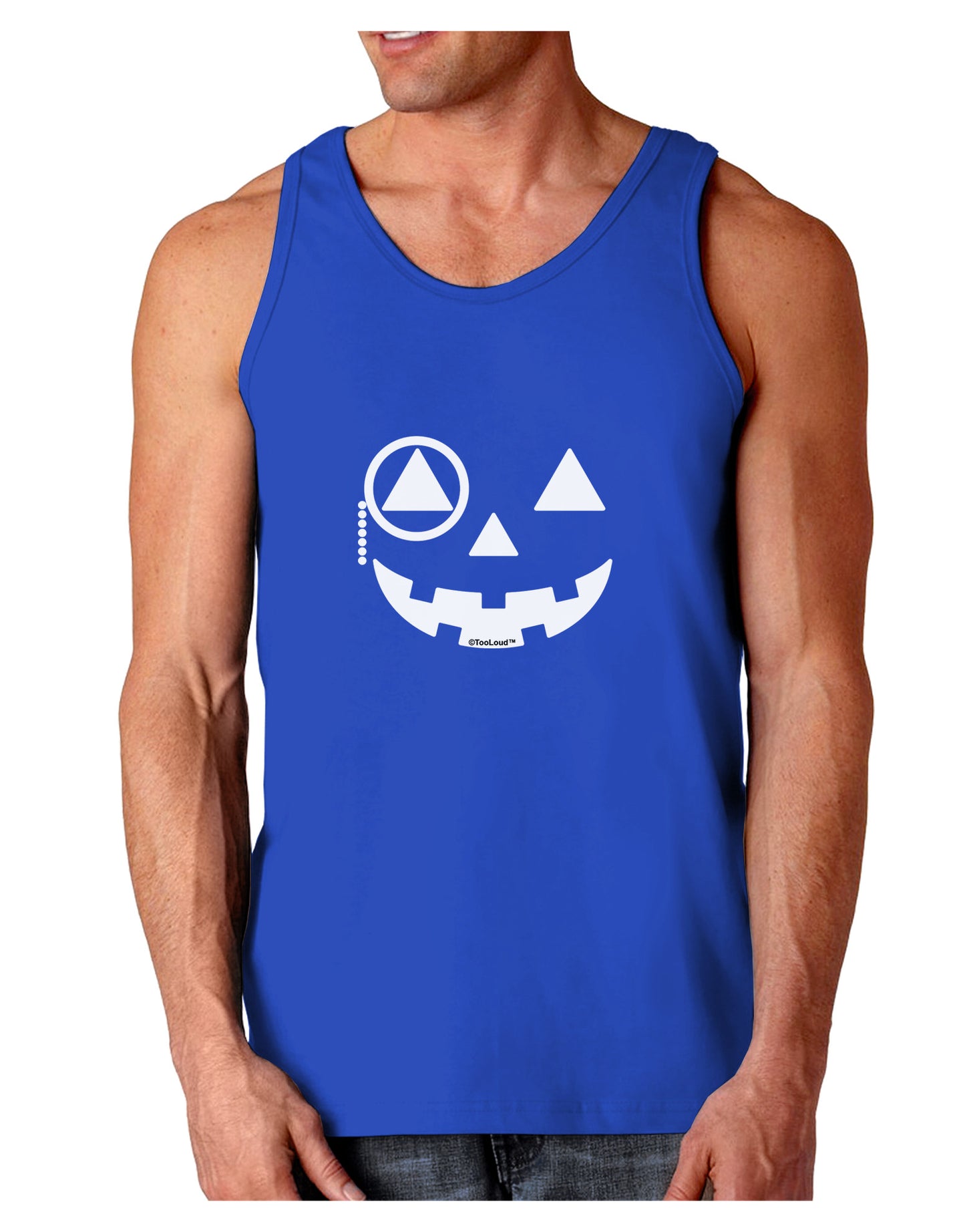 Monocle Jack-o-Lantern B-W Dark Loose Tank Top-Mens Loose Tank Top-TooLoud-Royal Blue-Small-Davson Sales