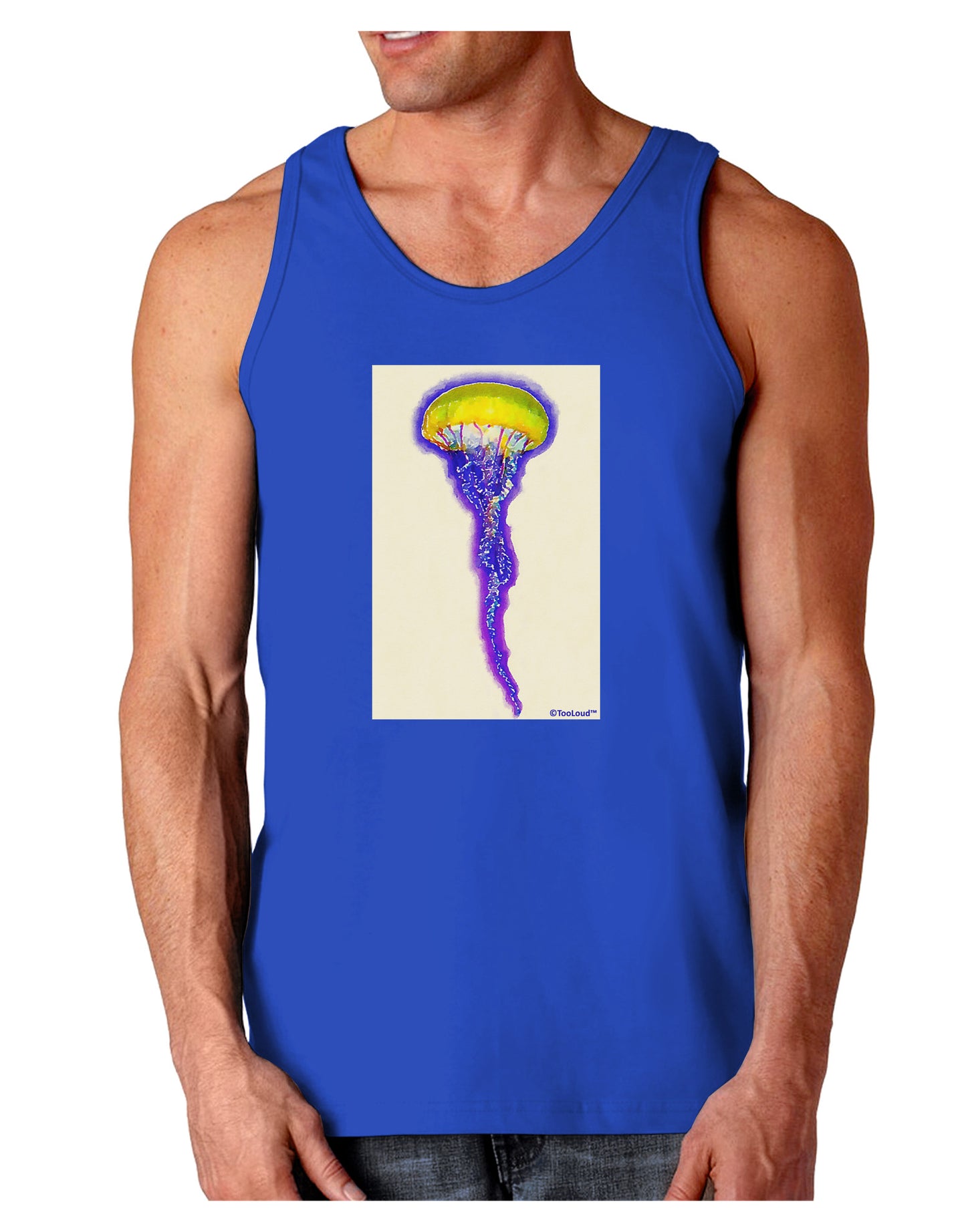 Jellyfish Outlined in Purple Watercolor Dark Loose Tank Top-Mens Loose Tank Top-TooLoud-Royal Blue-Small-Davson Sales