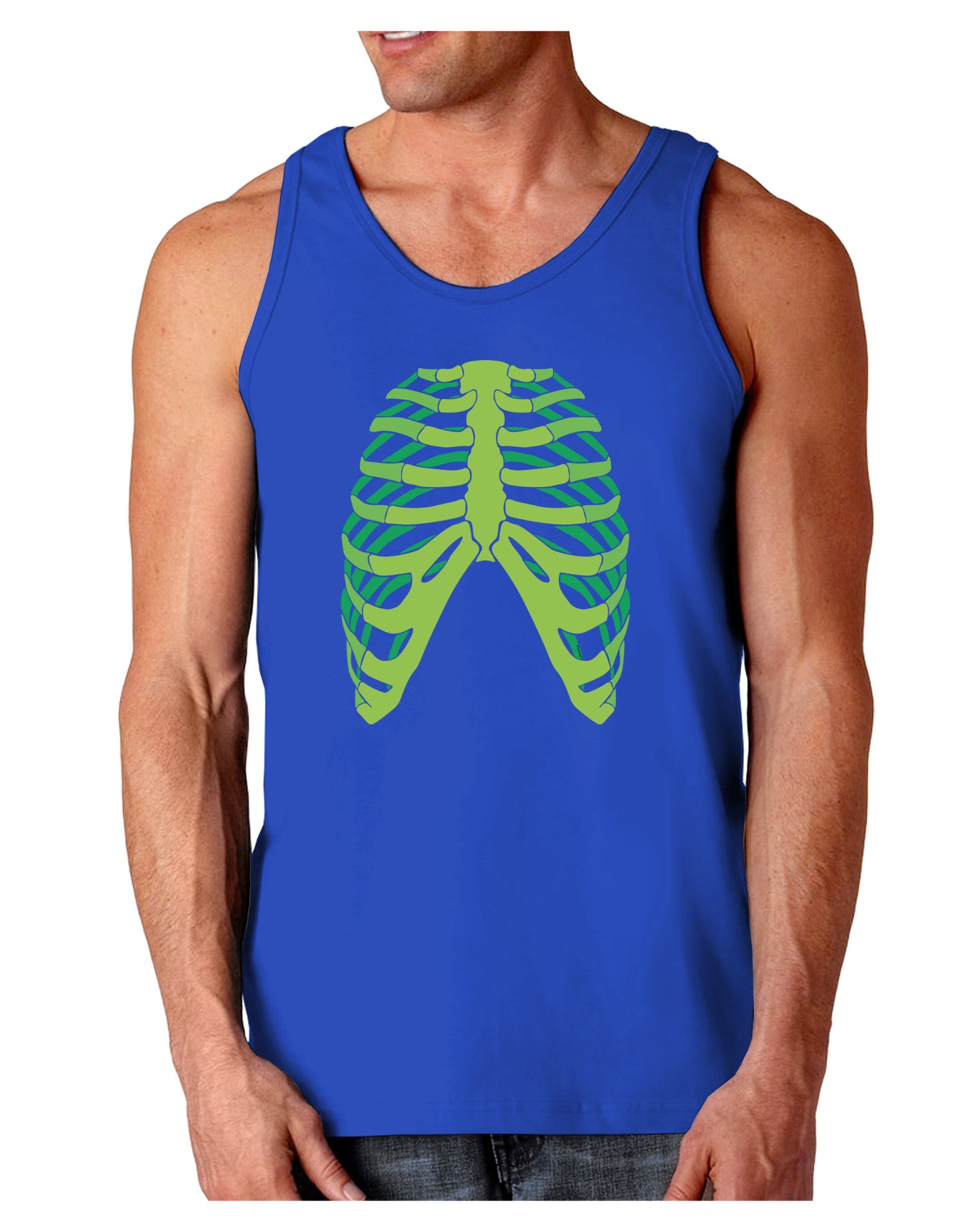 Human Green Skeleton Bones Ribcage Dark Loose Tank Top-Mens Loose Tank Top-TooLoud-Royal Blue-Small-Davson Sales