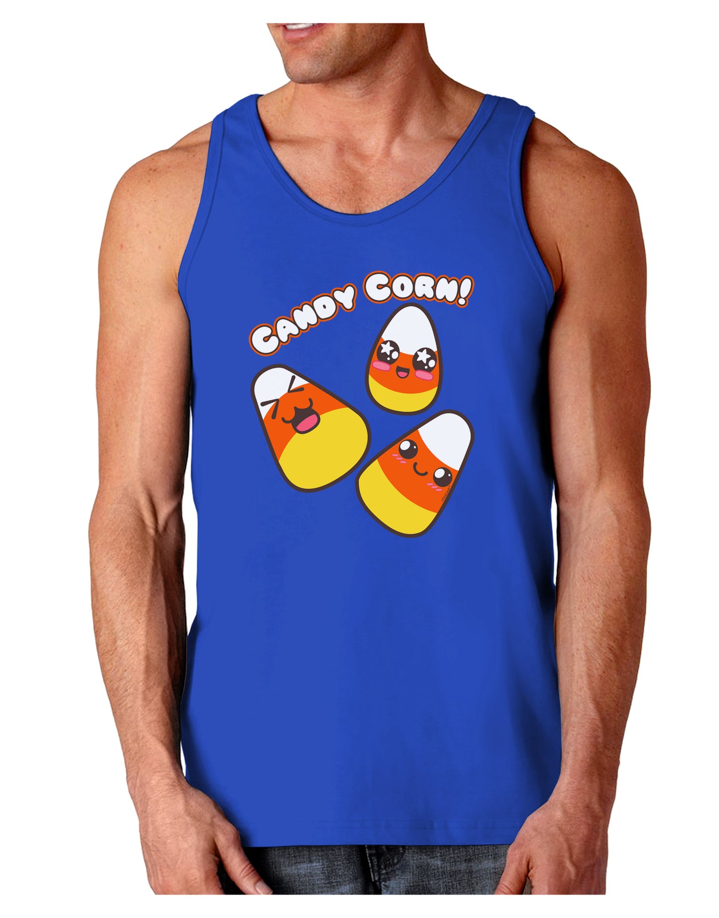 Cute Kawaii Candy Corn Halloween Dark Loose Tank Top-Mens Loose Tank Top-TooLoud-Royal Blue-Small-Davson Sales