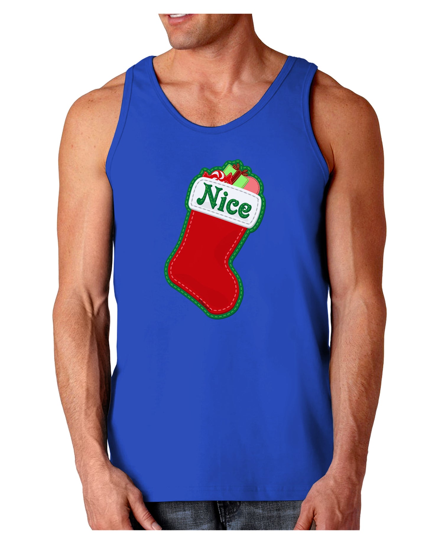 Nice Stocking Cute Christmas Dark Loose Tank Top-Mens Loose Tank Top-TooLoud-Royal Blue-Small-Davson Sales