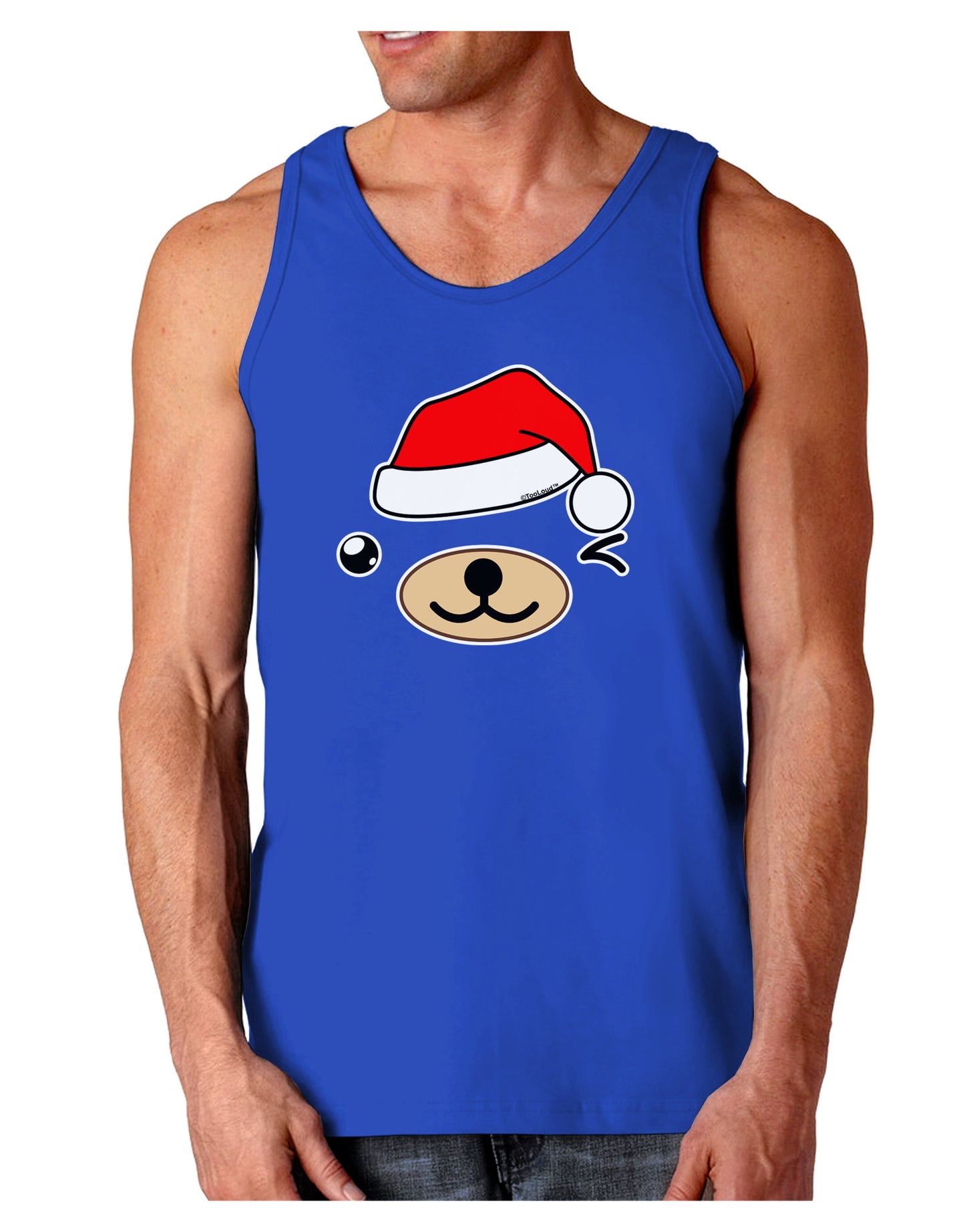 Kyu-T Face Beartholomew Santa Boy Bear Dark Loose Tank Top-Mens Loose Tank Top-TooLoud-Royal Blue-Small-Davson Sales