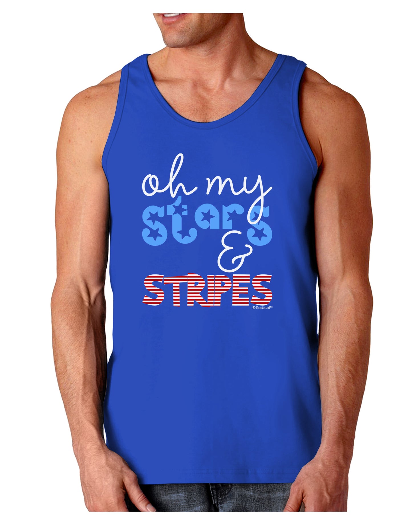 Oh My Stars and Stripes - Patriotic Design Dark Loose Tank Top-Mens Loose Tank Top-TooLoud-Royal Blue-Small-Davson Sales