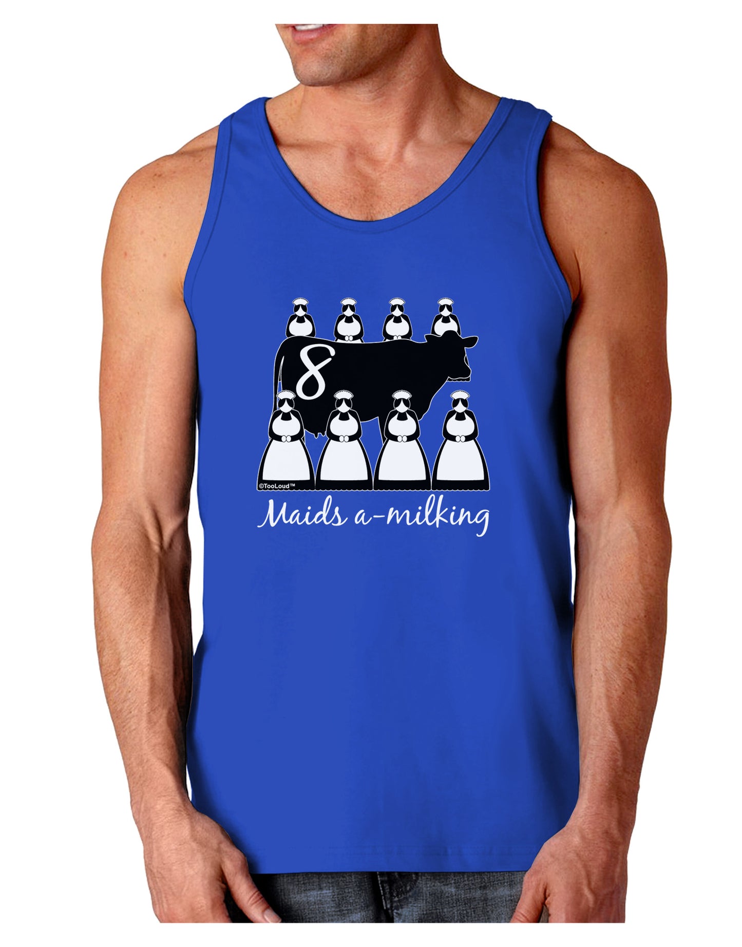 Eight Maids A Milking Text Dark Loose Tank Top-Mens Loose Tank Top-TooLoud-Royal Blue-Small-Davson Sales