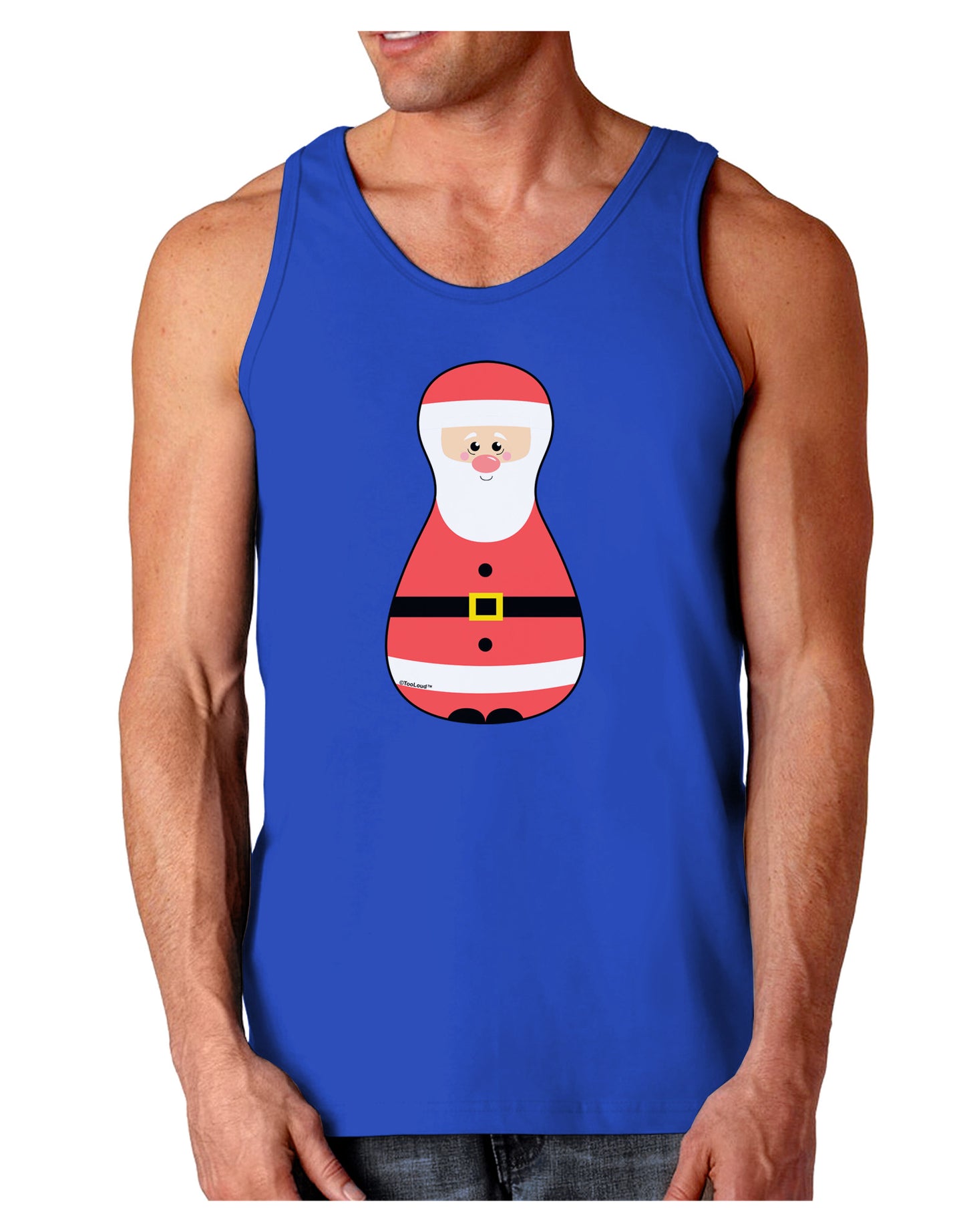 Cute Santa Matryoshka Nesting Doll - Christmas Dark Loose Tank Top-Mens Loose Tank Top-TooLoud-Royal Blue-Small-Davson Sales