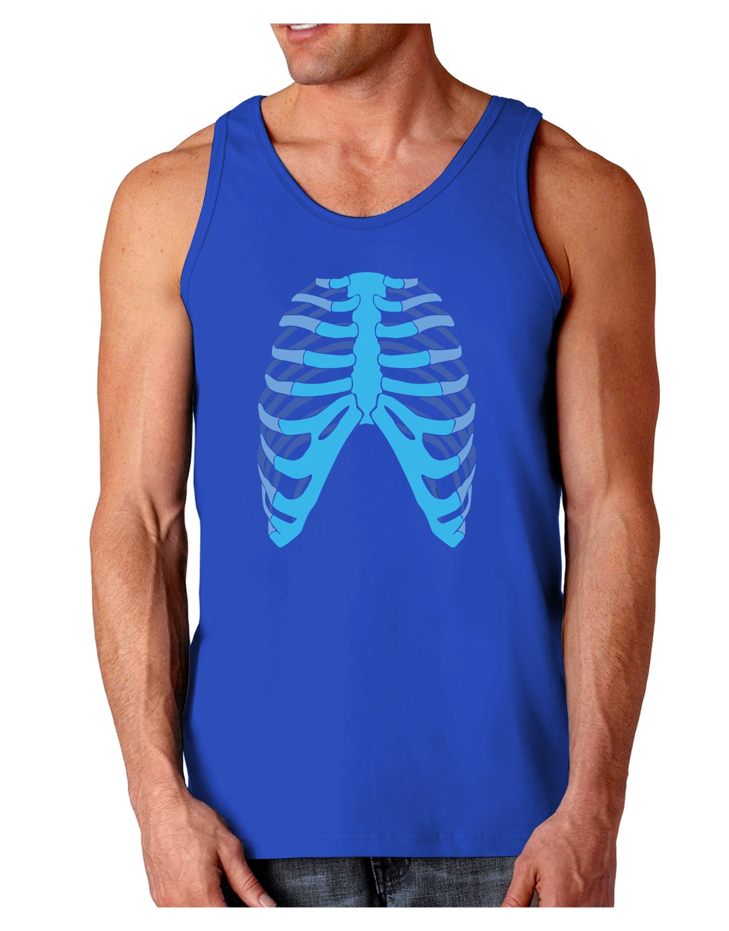 Human Blue Skeleton Bones Ribcage Dark Loose Tank Top-Mens Loose Tank Top-TooLoud-Royal Blue-Small-Davson Sales